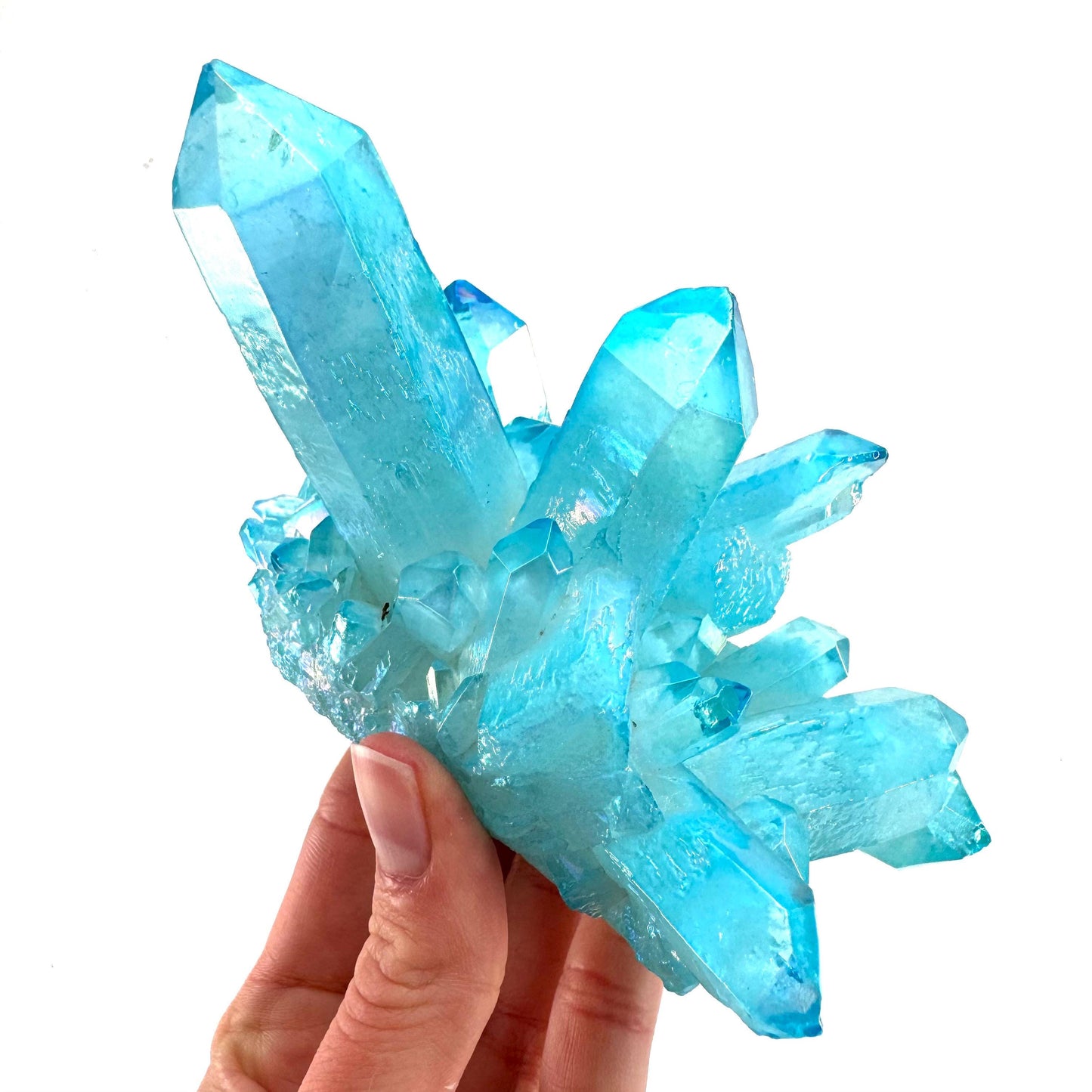 Blue Aura Quartz Cluster | aqua aura quartz cluster, aura crystal