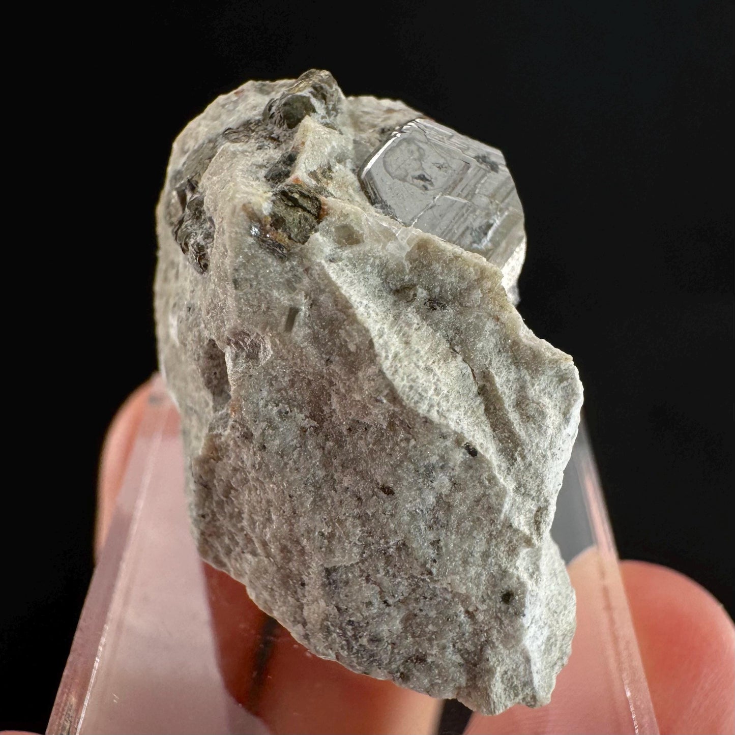 Rare! Carrollite on Calcite | raw natural crystal cluster, metallic mineral specimen