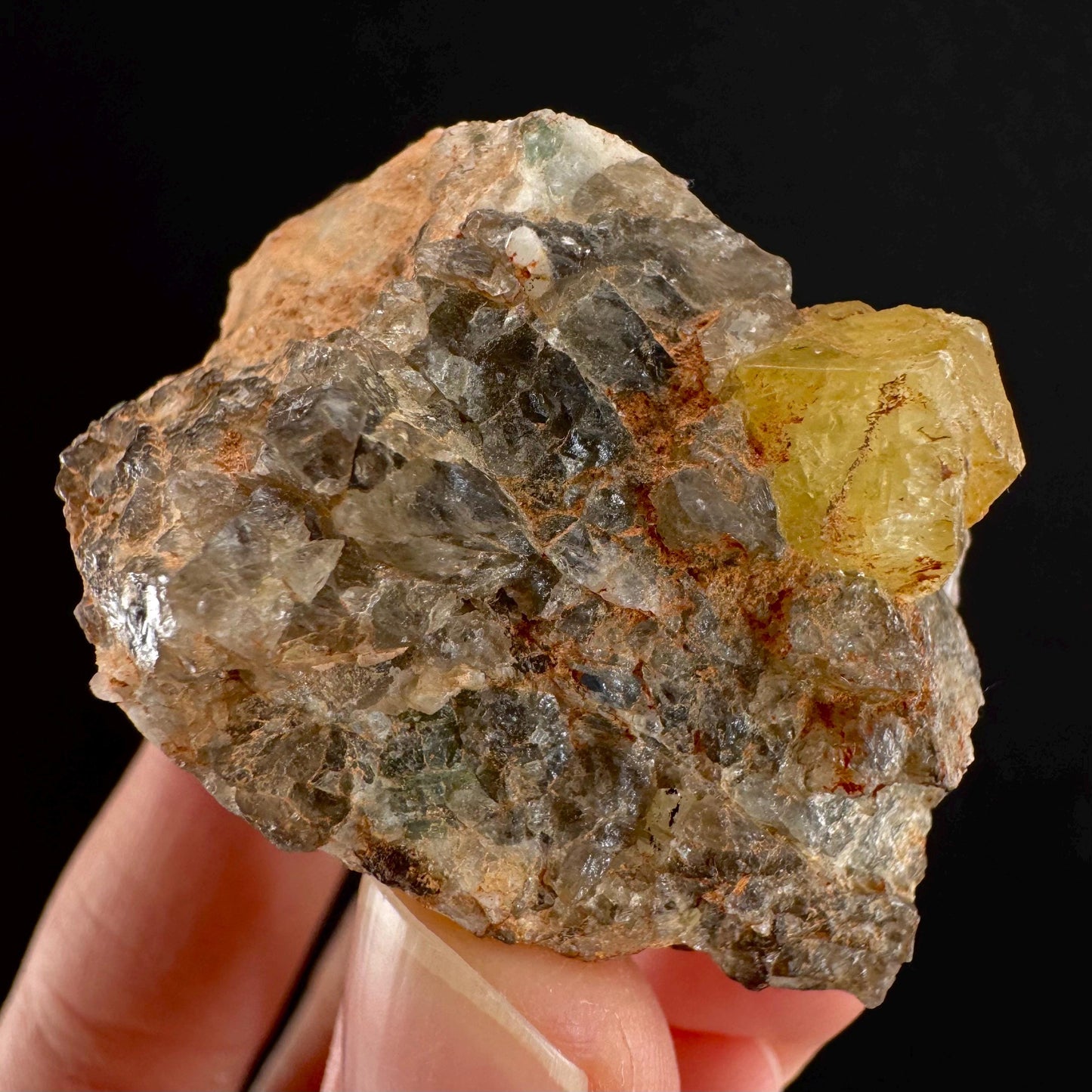 Rare! Londonite on Matrix | natural crystal cluster, raw yellow mineral (Madagascar)