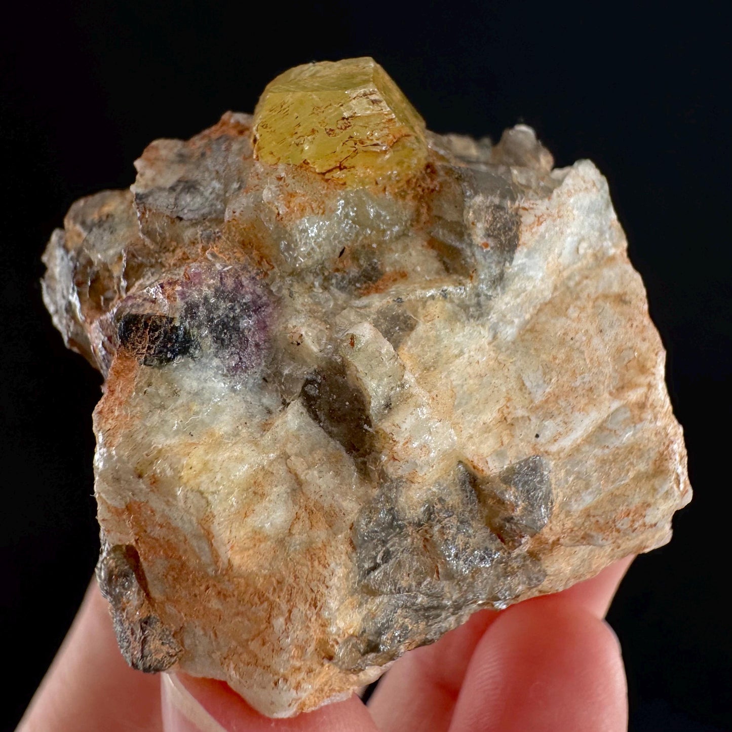Rare! Londonite on Matrix | natural crystal cluster, raw yellow mineral (Madagascar)