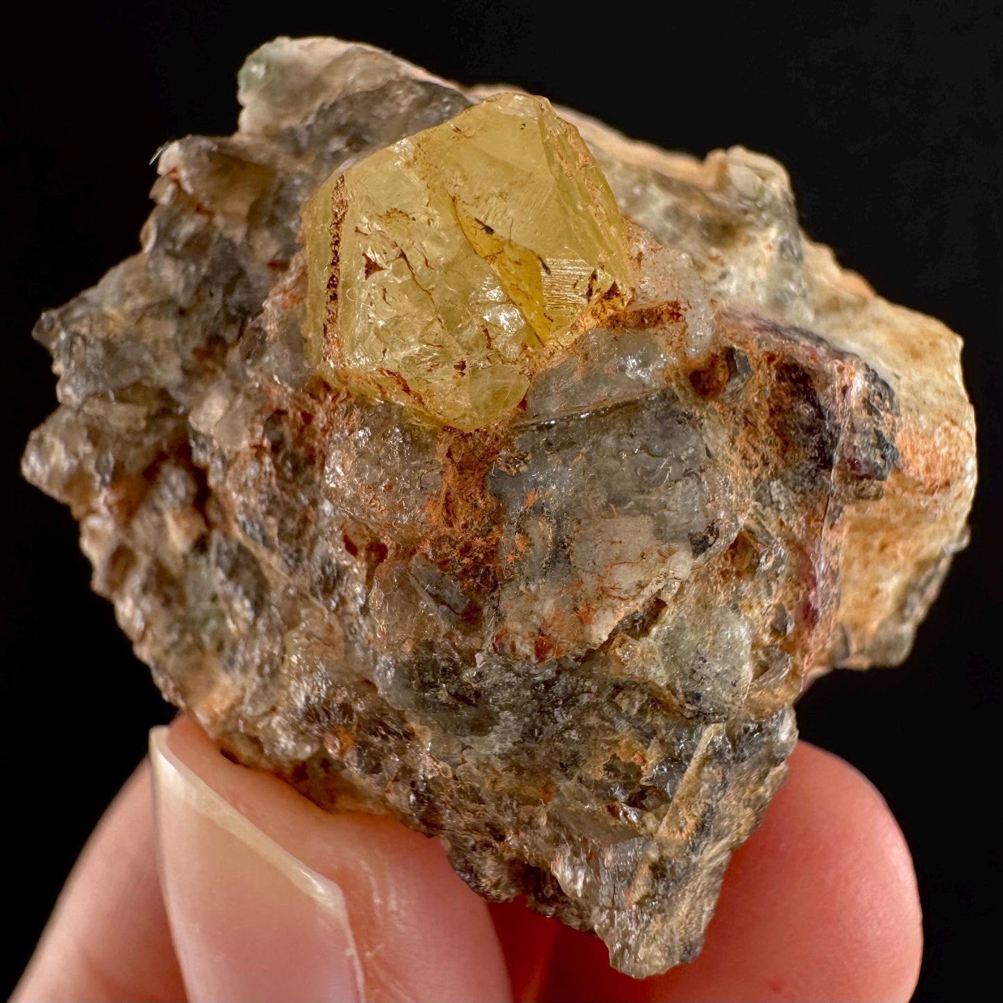 Rare! Londonite on Matrix | natural crystal cluster, raw yellow mineral (Madagascar)