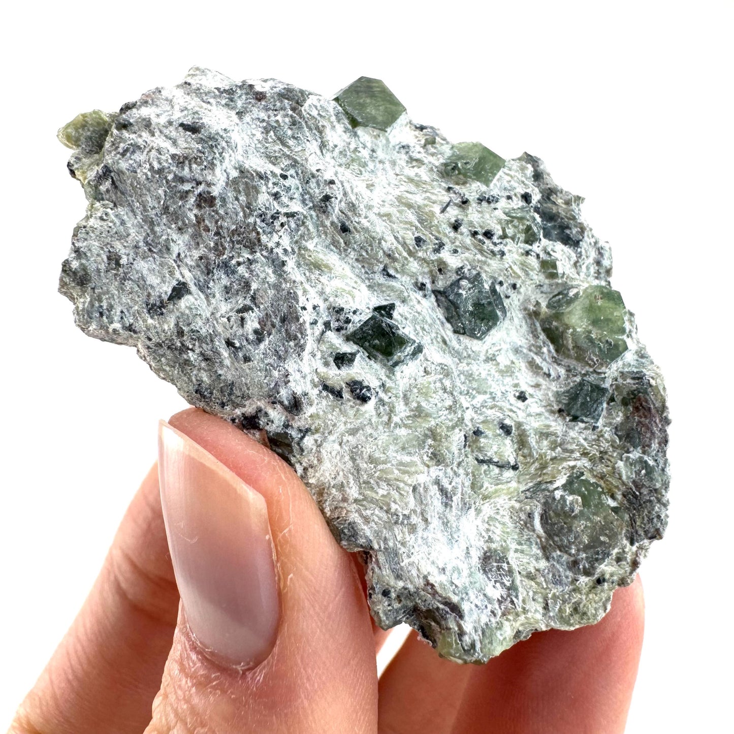 Demantoid Garnet on Matrix | raw green garnet crystal, mineral specimen (Pakistan)