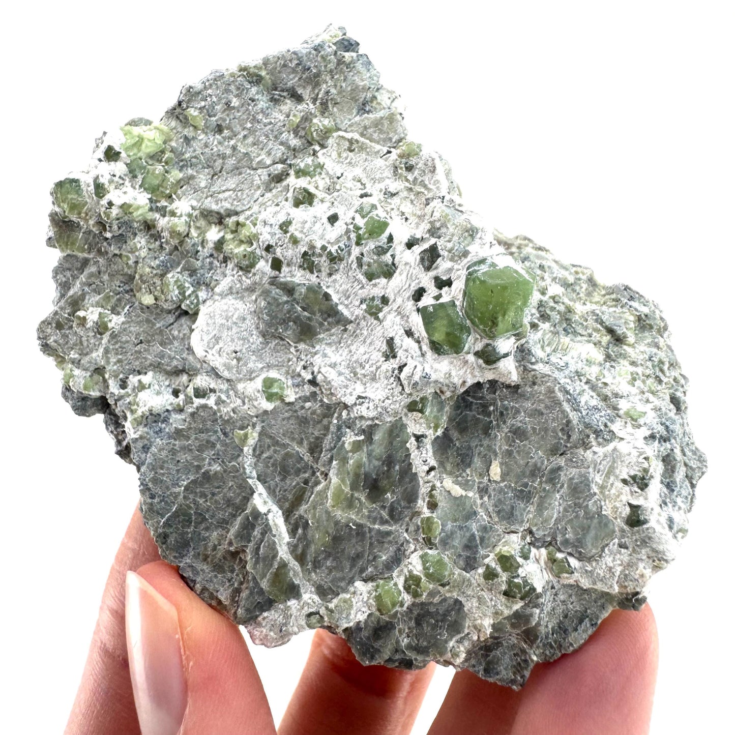 Demantoid Garnet on Matrix | raw green garnet crystal, mineral specimen (Pakistan)