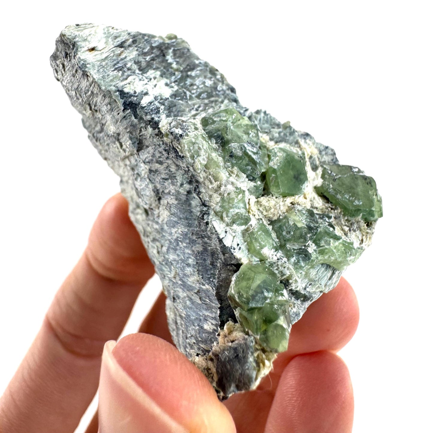 Demantoid Garnet on Matrix | raw green garnet crystal, mineral specimen (Pakistan)