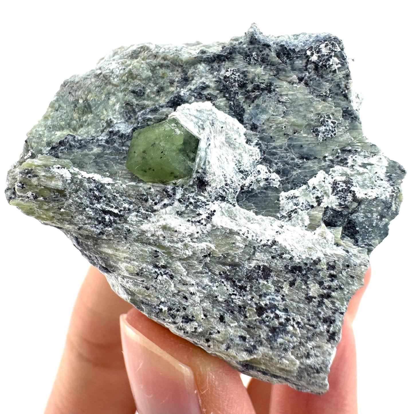 Demantoid Garnet on Matrix | raw green garnet crystal, mineral specimen (Pakistan)