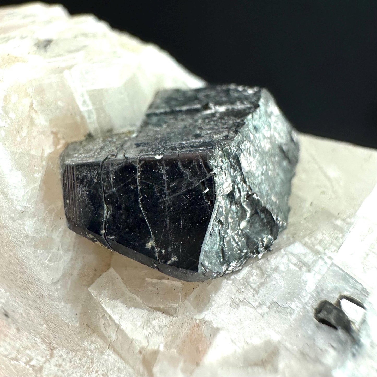 Rare! Carrollite on Calcite | raw natural crystal cluster, metallic mineral specimen
