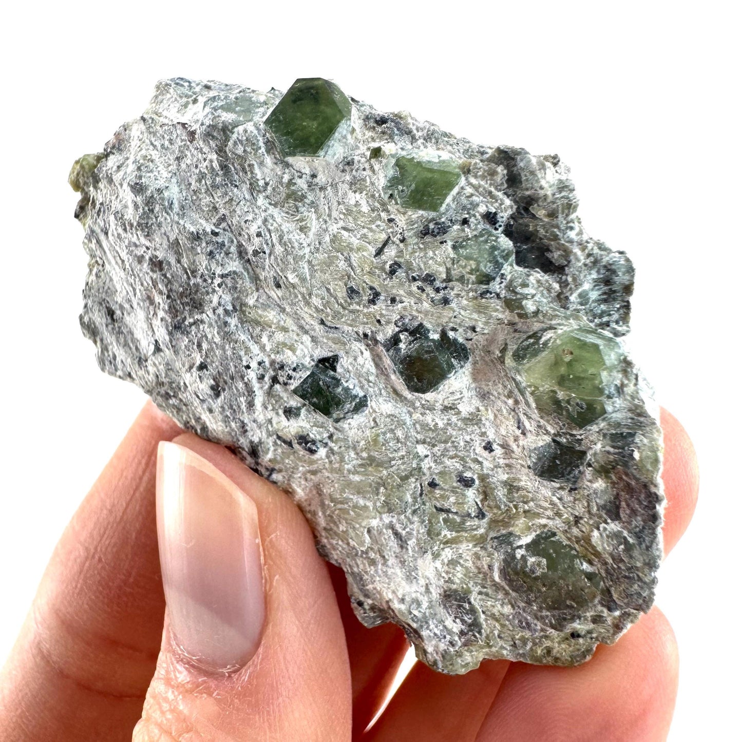 Demantoid Garnet on Matrix | raw green garnet crystal, mineral specimen (Pakistan)