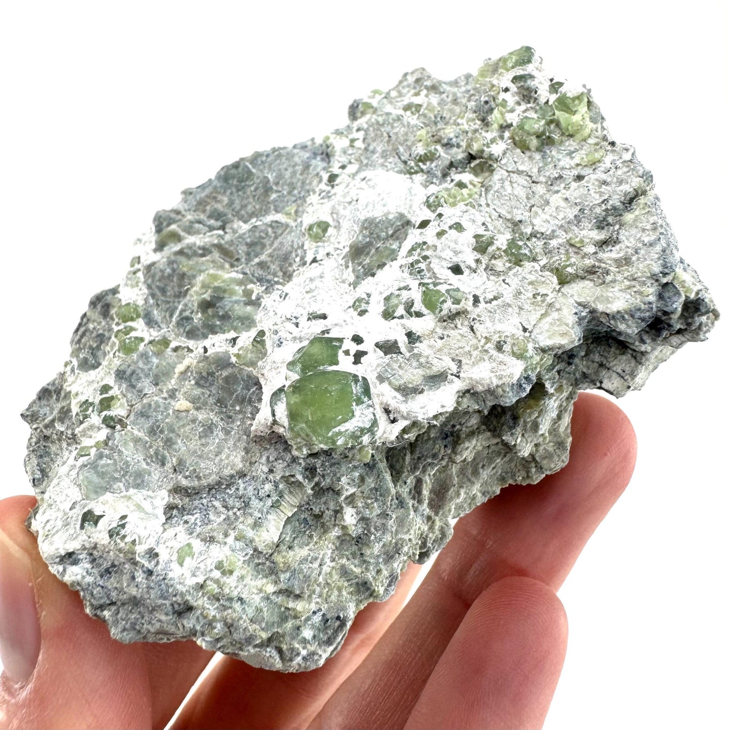 Demantoid Garnet on Matrix | raw green garnet crystal, mineral specimen (Pakistan)