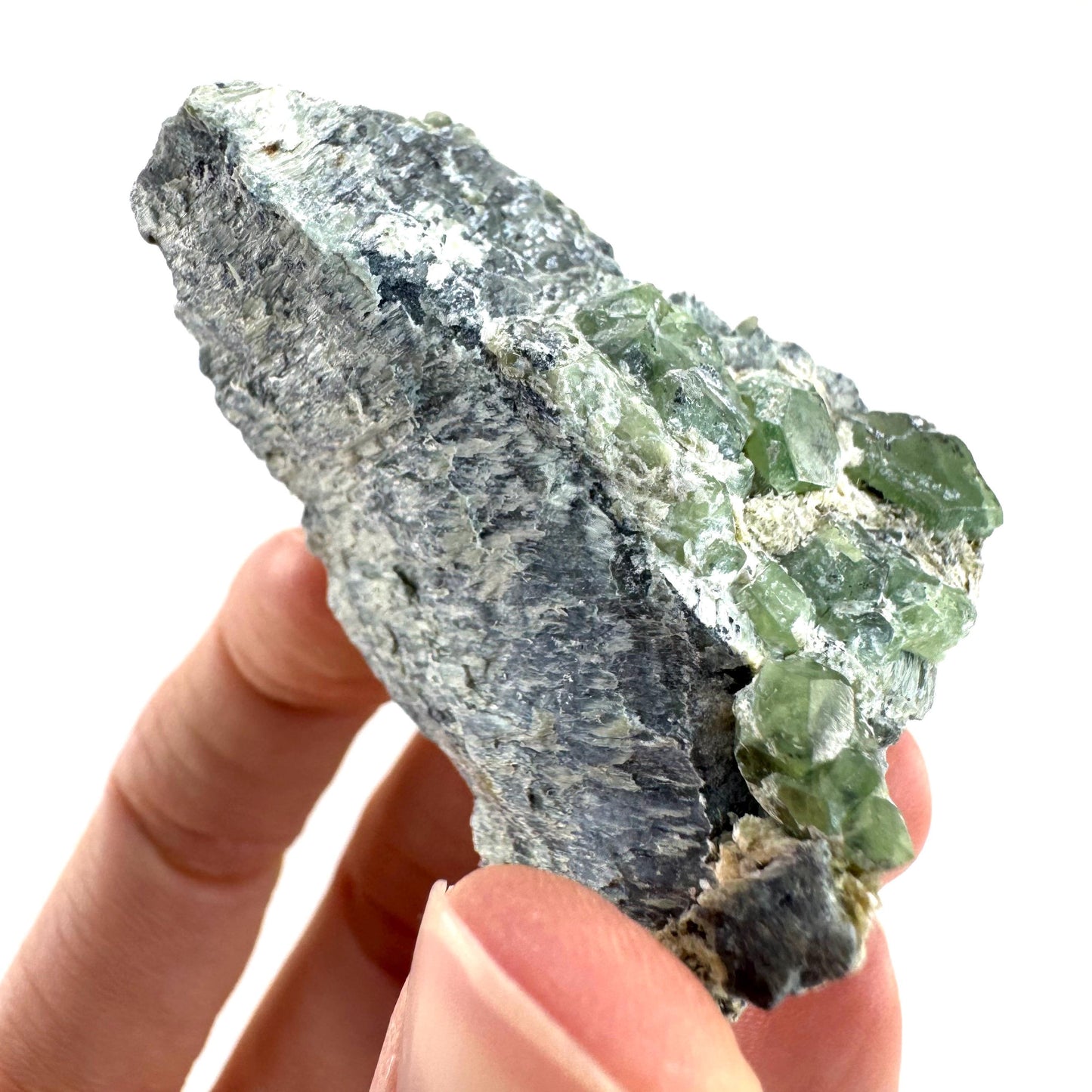 Demantoid Garnet on Matrix | raw green garnet crystal, mineral specimen (Pakistan)