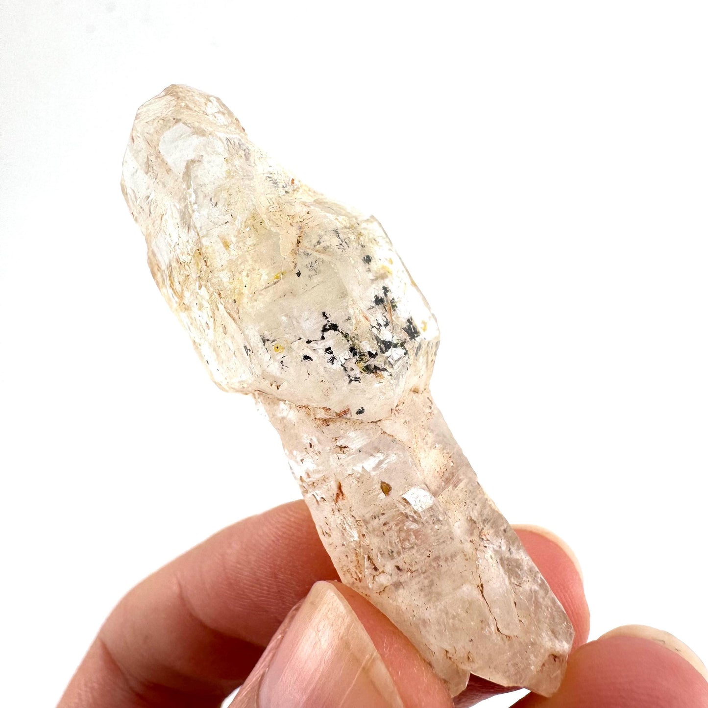 Firefly Petroleum Quartz Sceptre | UV reactive crystal, fluorescent mineral from Madagascar