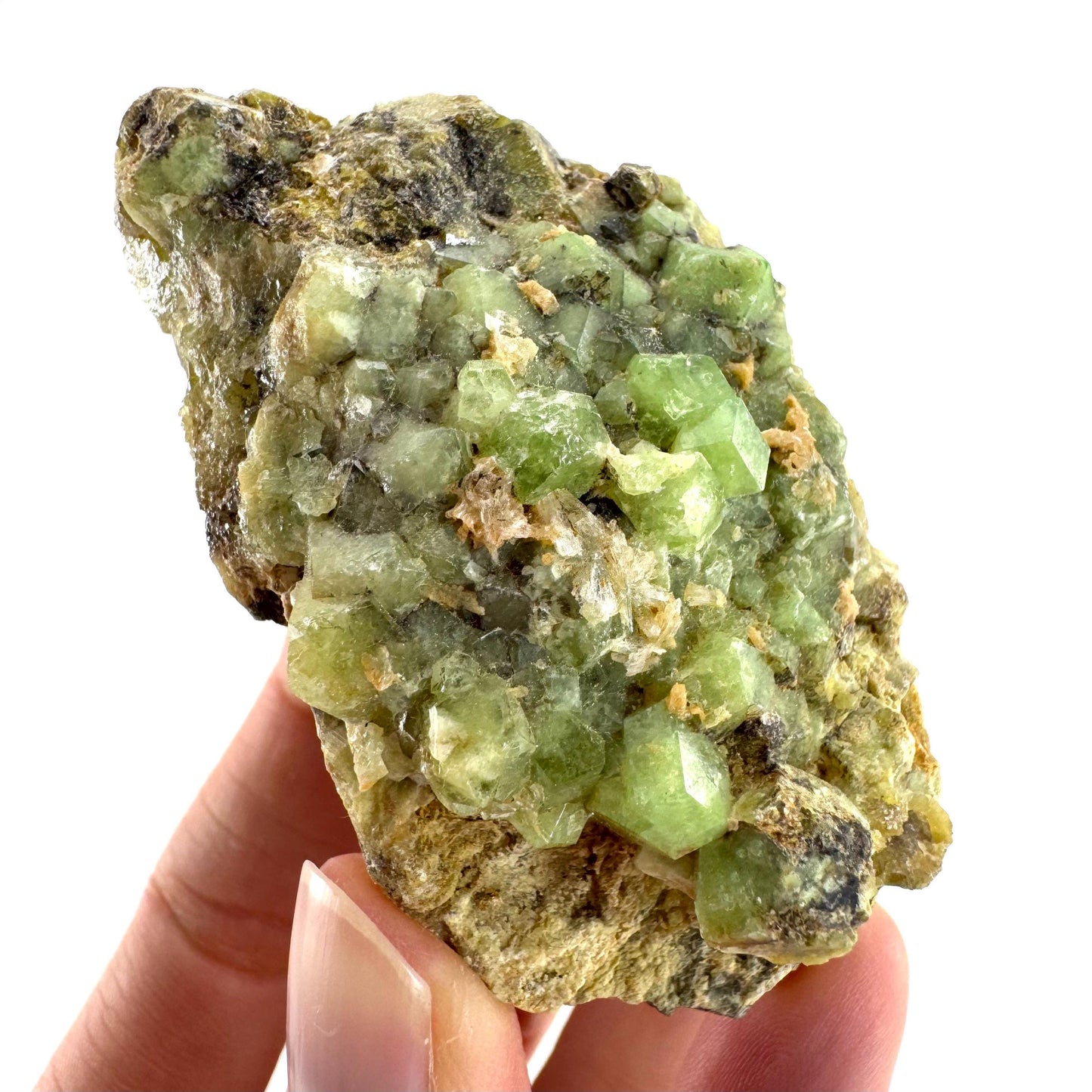 Andradite-Grossular Garnet | natural green crystal, raw mineral specimen from Mali