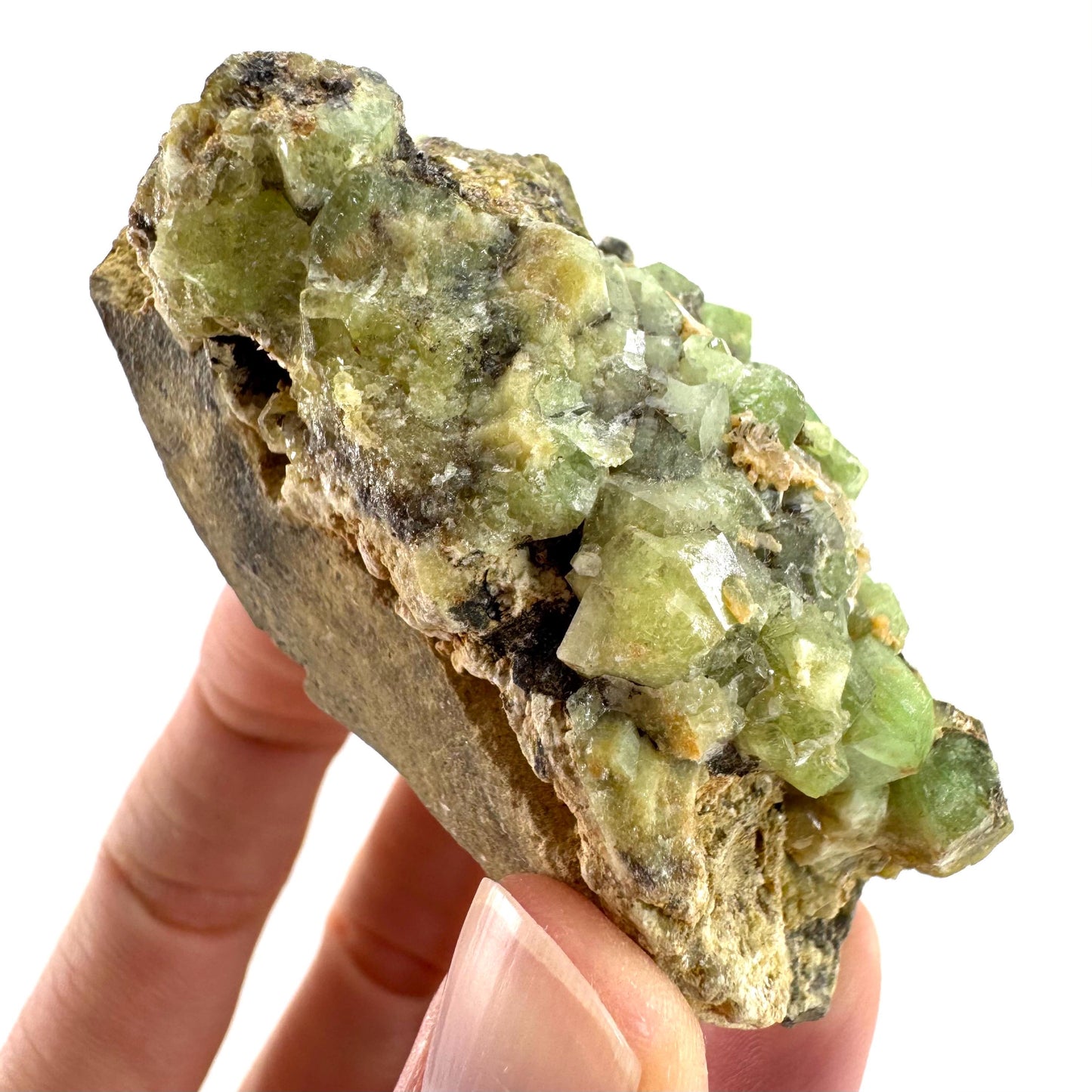 Andradite-Grossular Garnet | natural green crystal, raw mineral specimen from Mali