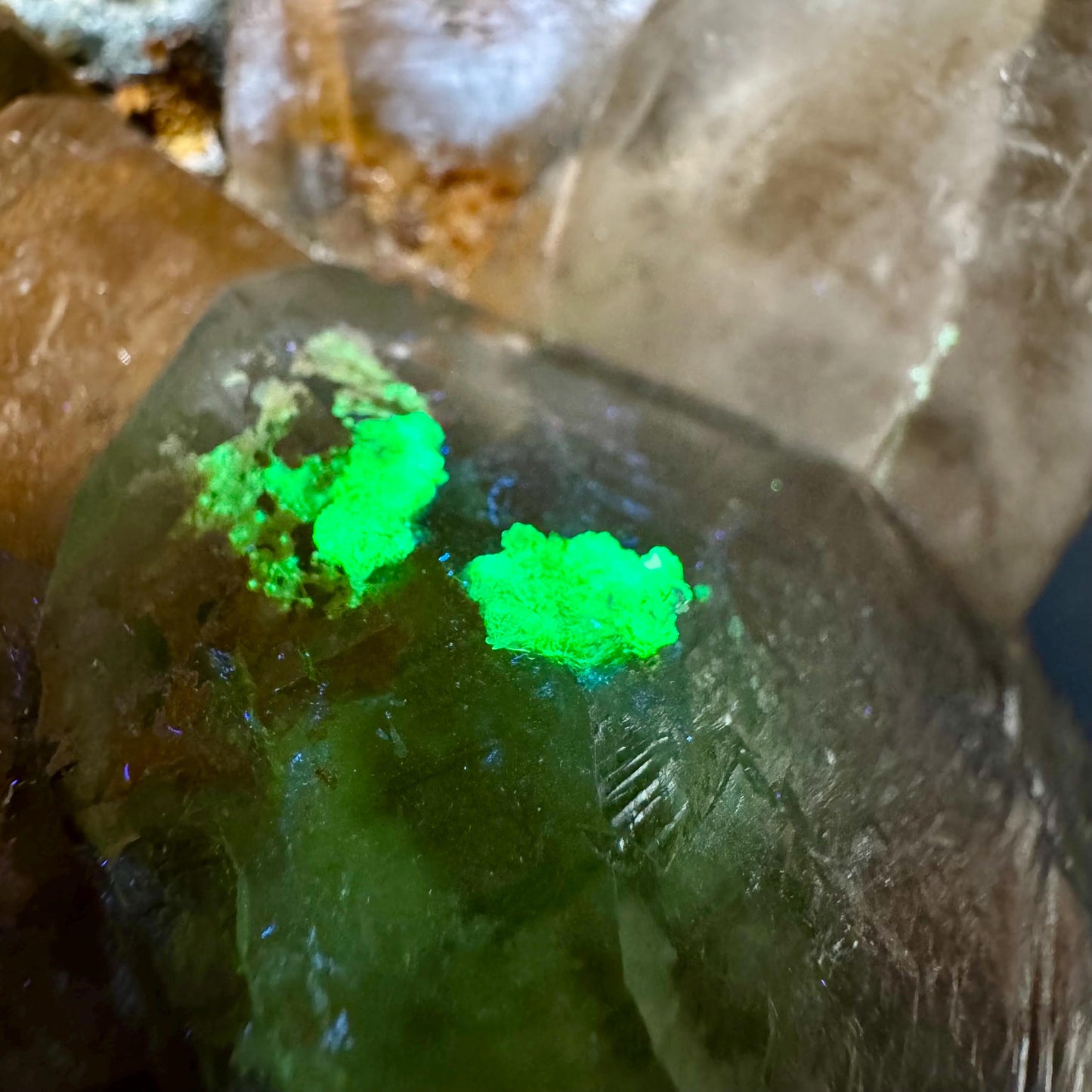 XL Smoky Quartz with Hyalite Opal, Feldspar, Fluorite, & Foitite | Crystal Cluster from Namibia