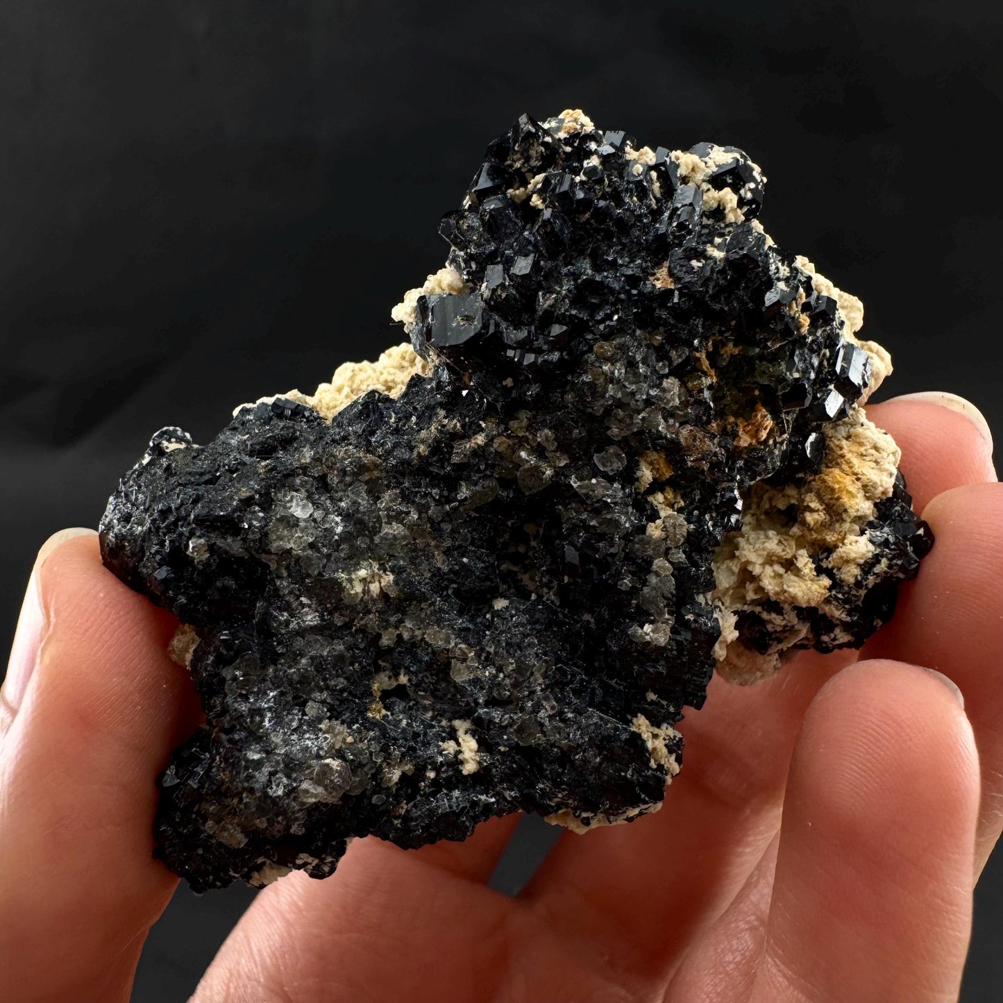 UV Reactive Hyalite Opal on Black Tourmaline | Fluorescent Mineral Specimen from Namibia