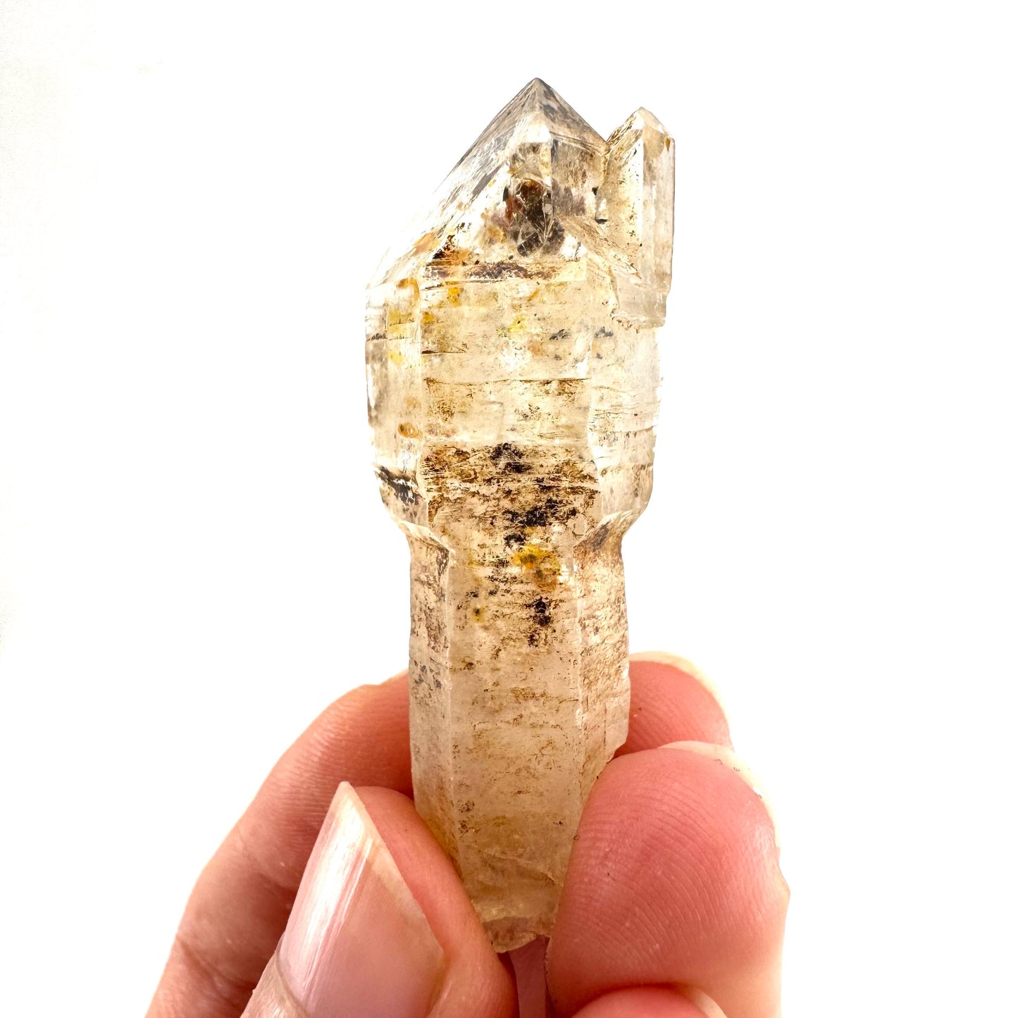 Firefly Petroleum Quartz Sceptre | UV reactive crystal, fluorescent mineral from Madagascar