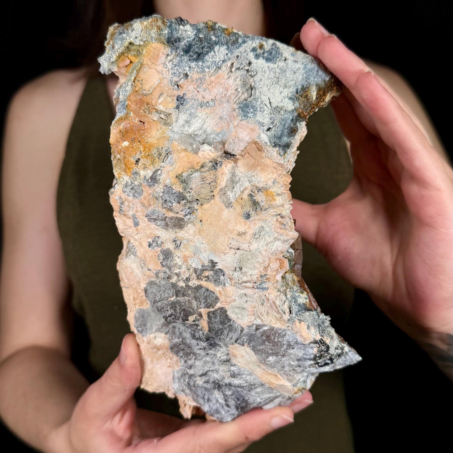 XL Smoky Quartz with Hyalite Opal, Feldspar, Fluorite, & Foitite | Crystal Cluster from Namibia