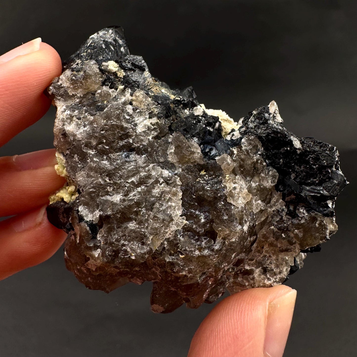 UV Reactive Hyalite Opal on Black Tourmaline | Fluorescent Mineral Specimen from Namibia