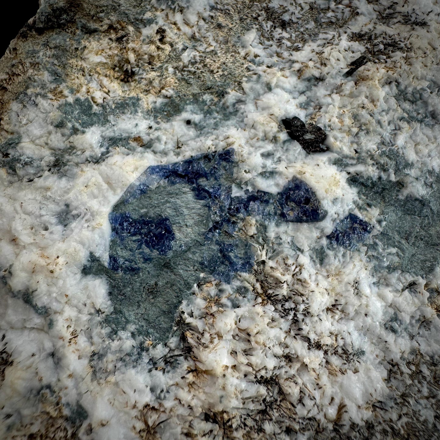 Benitoite with Joaquinite & Neptunite (California, USA) | UV reactive benitoite crystal, rare mineral specimen