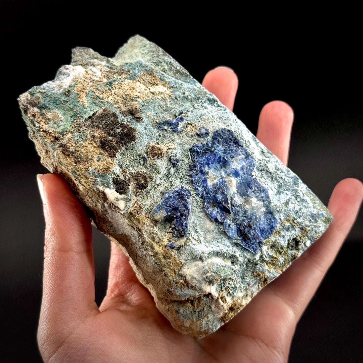 Benitoite with Joaquinite, Serandite & Neptunite (California, USA) | UV reactive benitoite crystal, rare mineral specimen