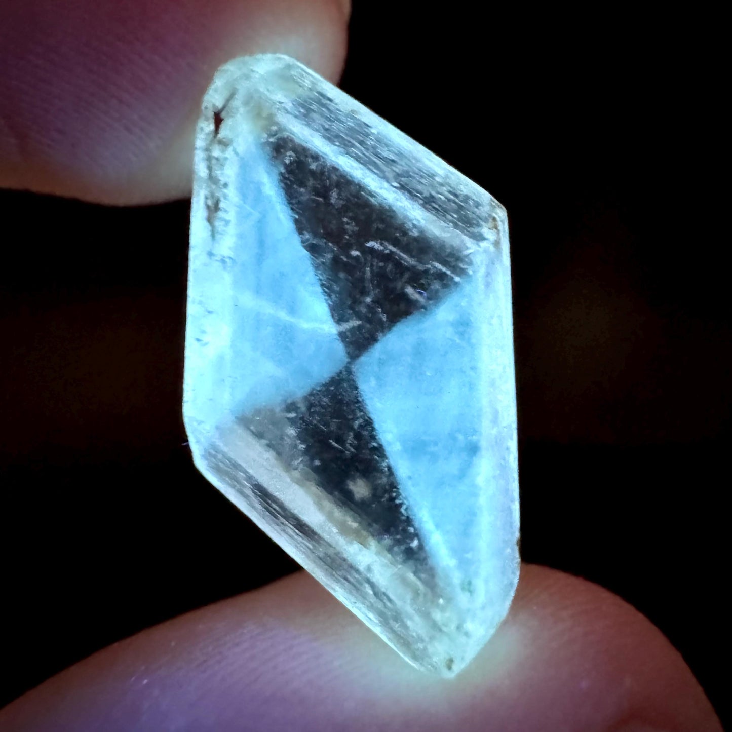 Hourglass Selenite | Phosphorescent UV Reactive Gypsum Crystal from Canada