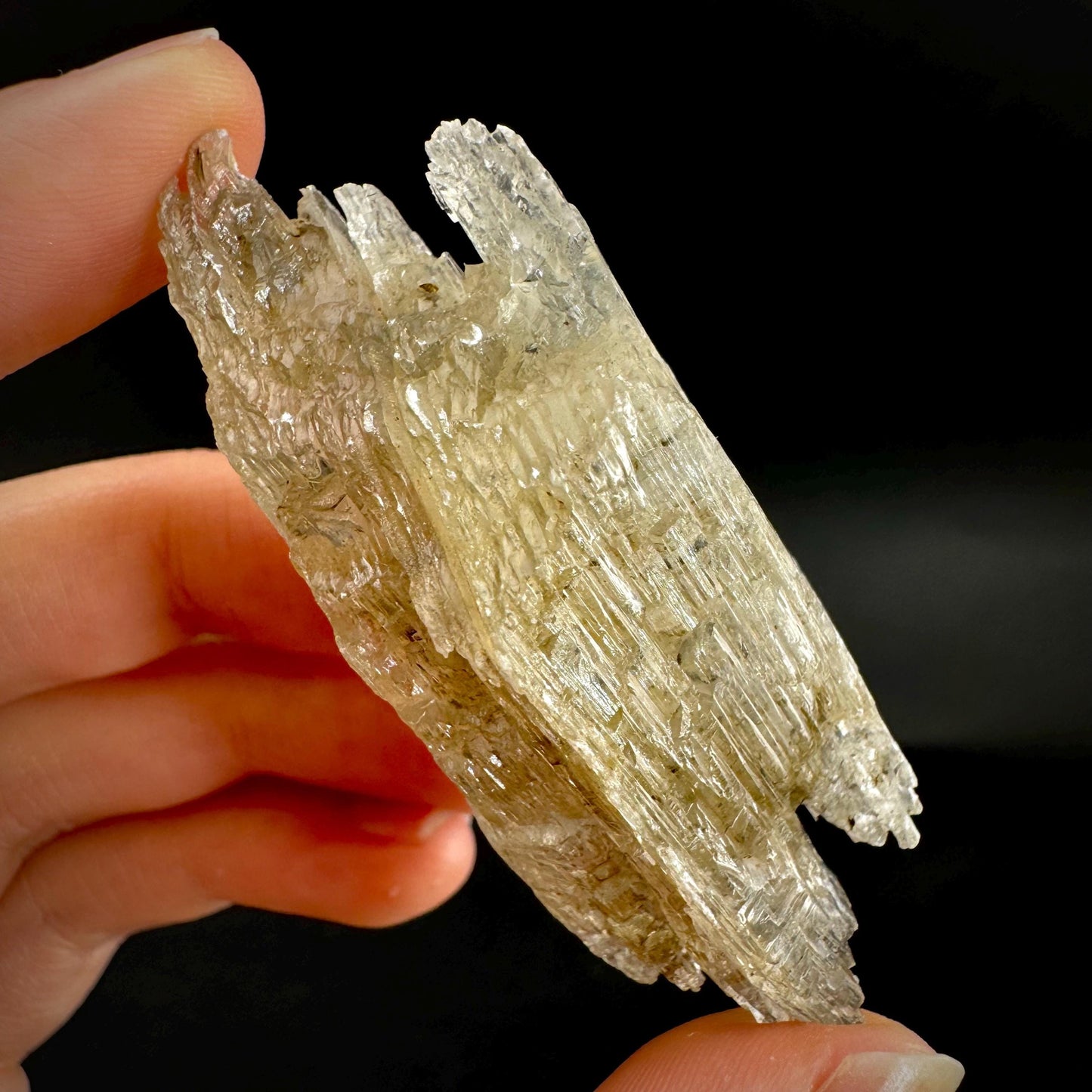 Hourglass Selenite | Phosphorescent UV Reactive Gypsum Crystal from Canada