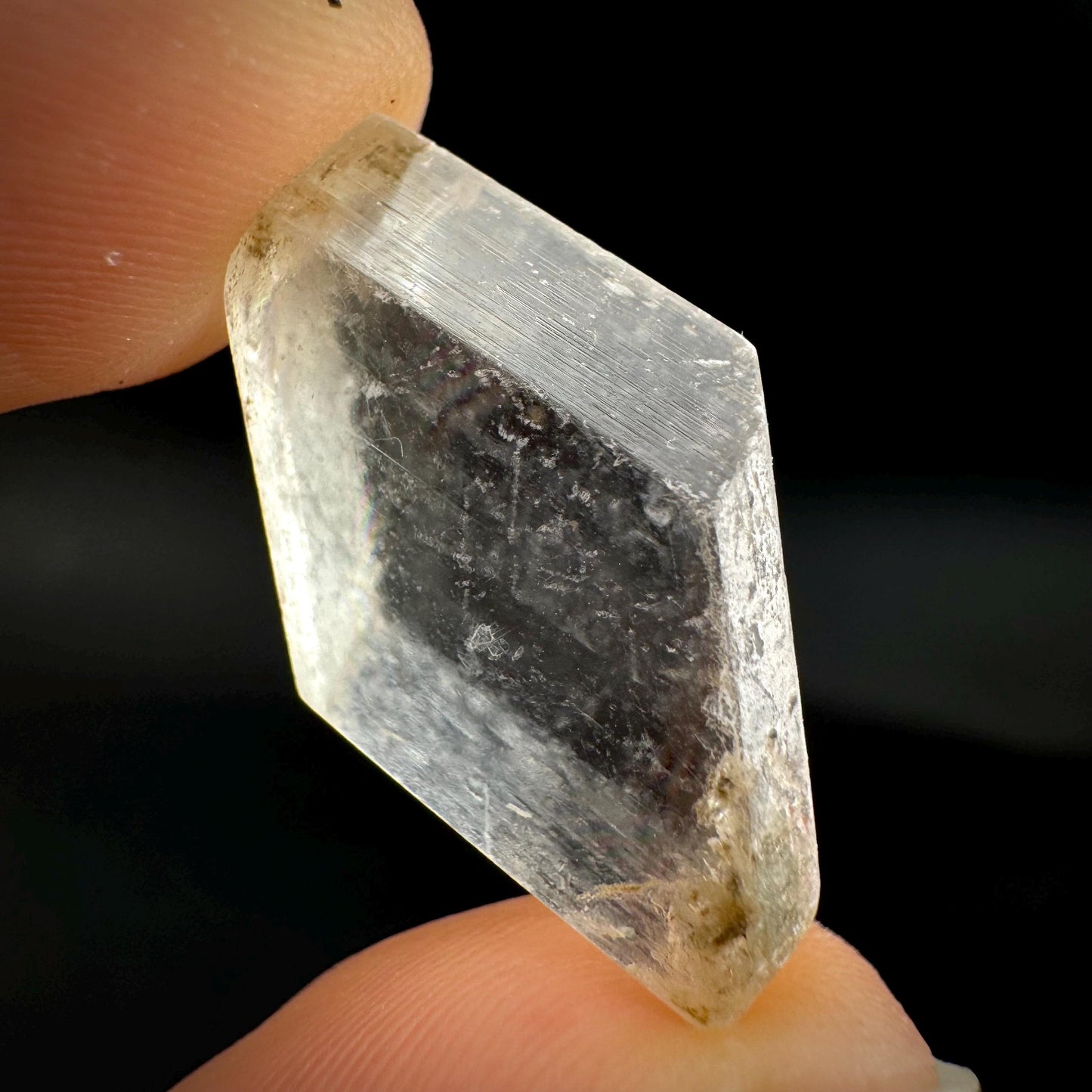 Hourglass Selenite | Phosphorescent UV Reactive Gypsum Crystal from Canada