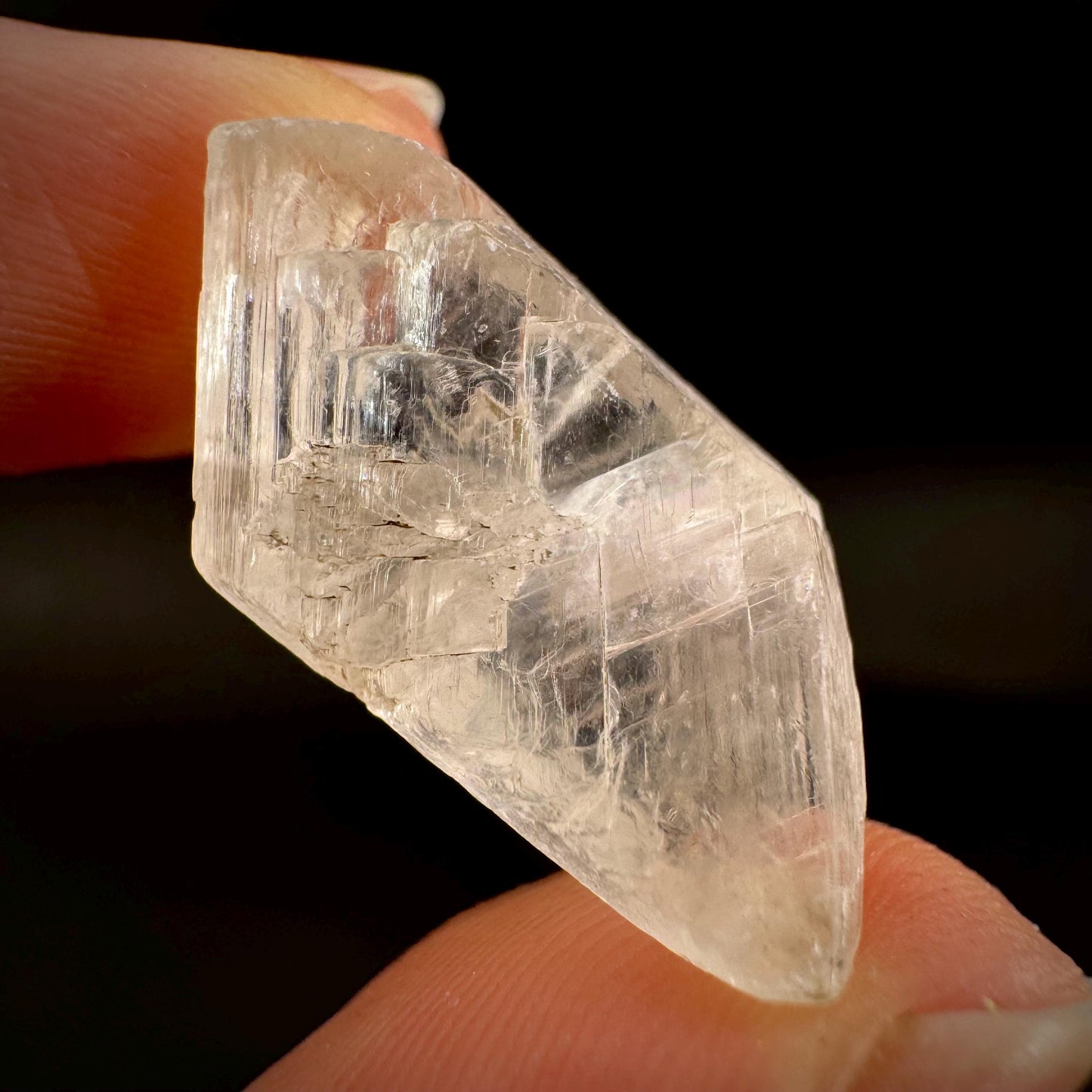 Hourglass Selenite | Phosphorescent UV Reactive Gypsum Crystal from Canada