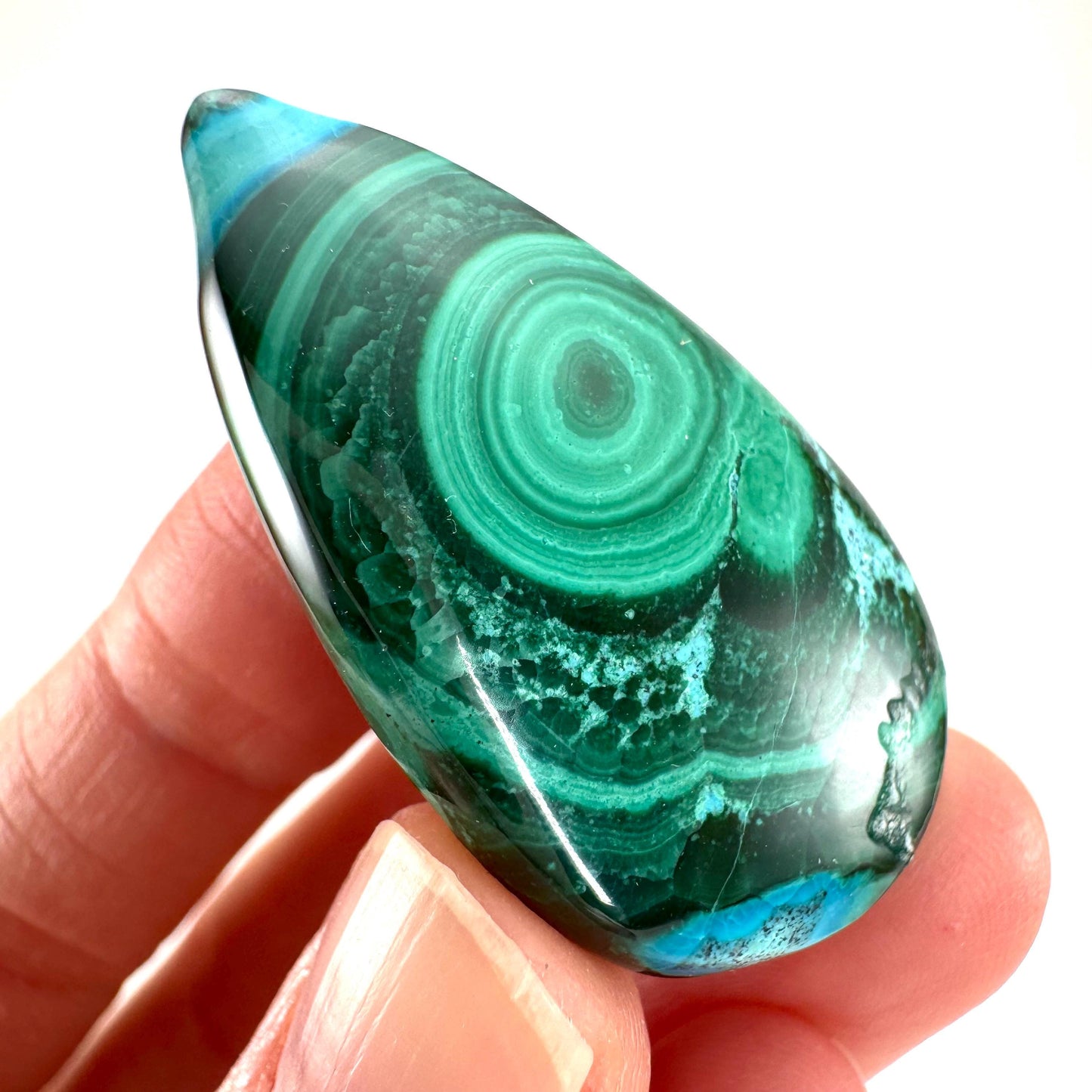 Malachite Chrysocolla Cabochon | Green and Blue Malacolla Gemstone