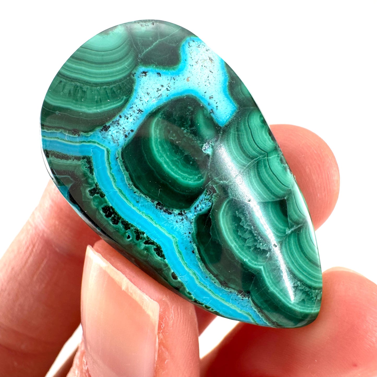 Malachite Chrysocolla Cabochon | Green and Blue Malacolla Gemstone