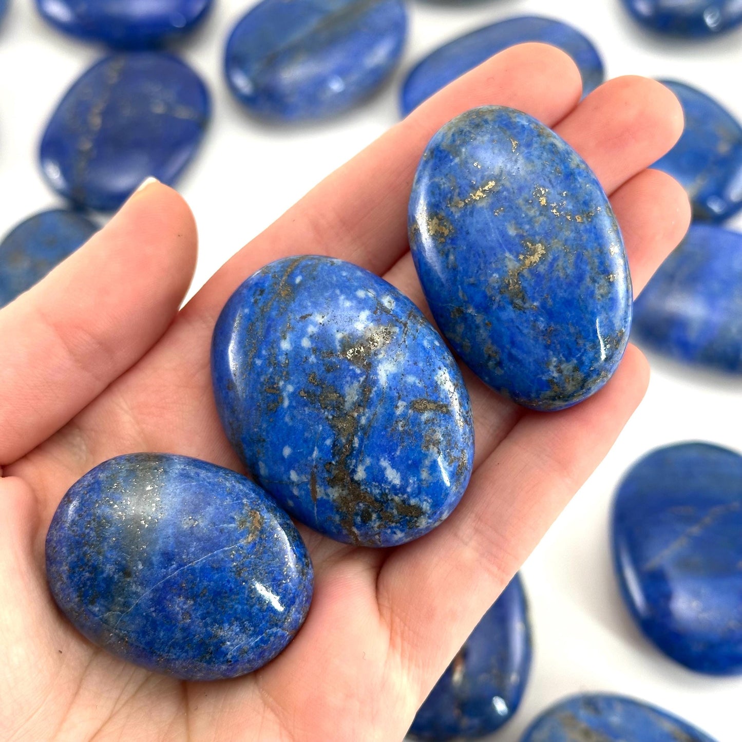 Lapis Lazuli Palm Stone | Polished Blue Crystal Worry Stone (Third Eye Chakra)