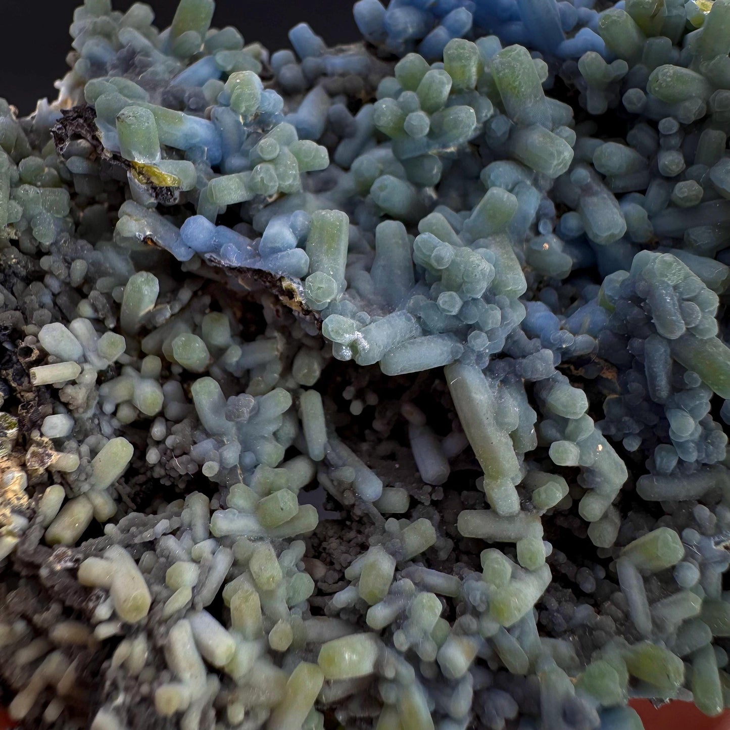 Plumbogummite | blue pyromorphite pseudomorph crystal, rare mineral specimen