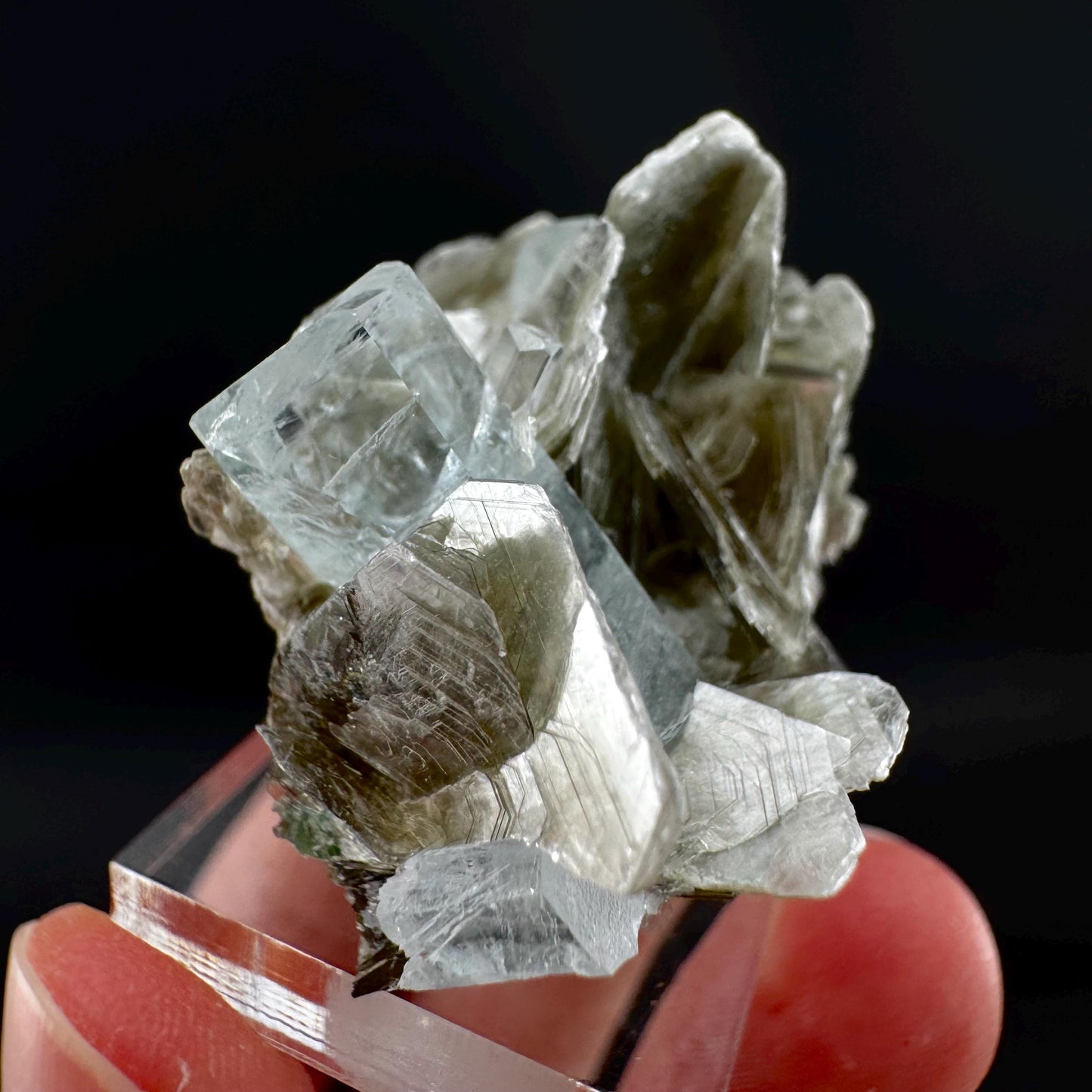 Aquamarine with Muscovite | terminated blue beryl crystal, natural mineral specimen