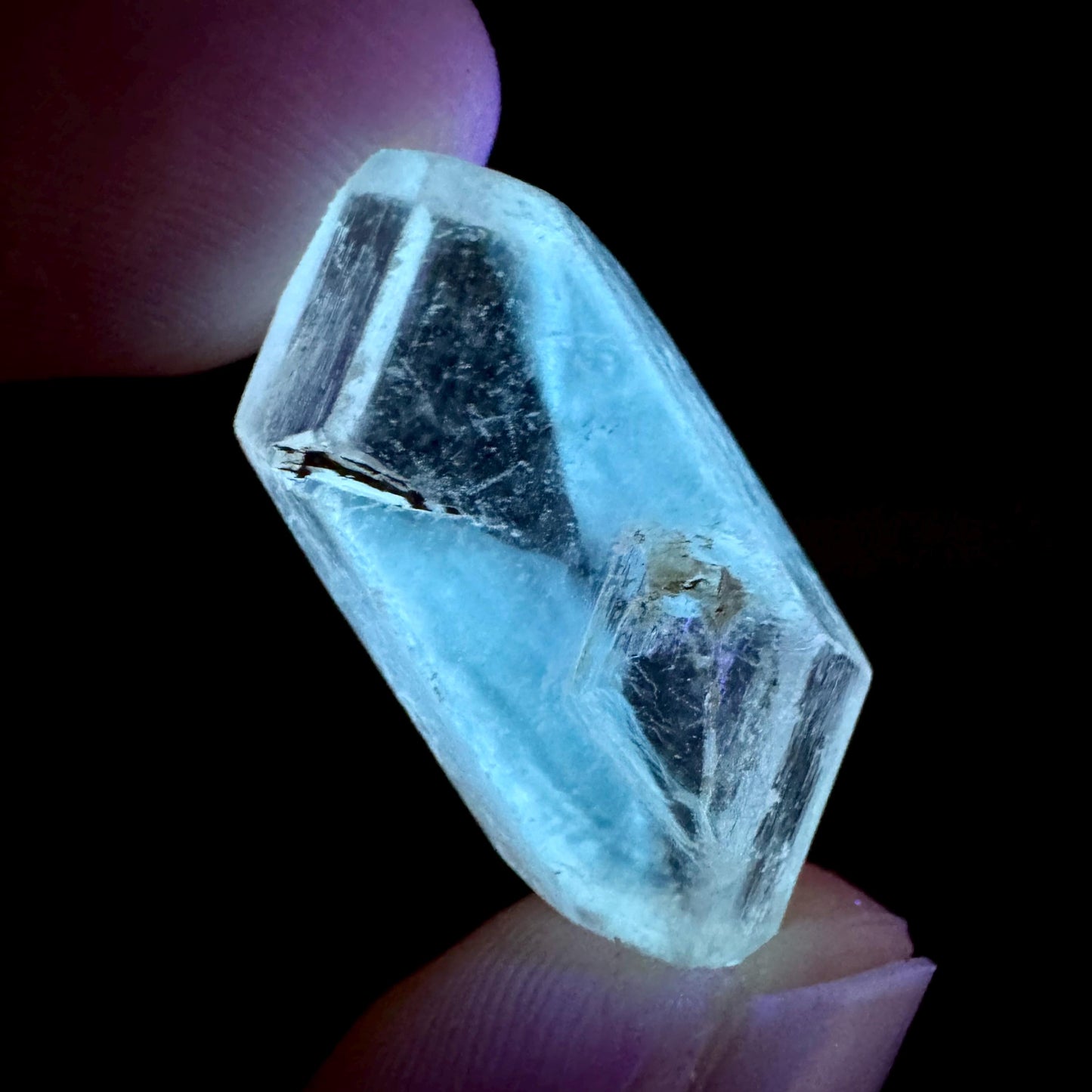 Hourglass Selenite | Phosphorescent UV Reactive Gypsum Crystal from Canada