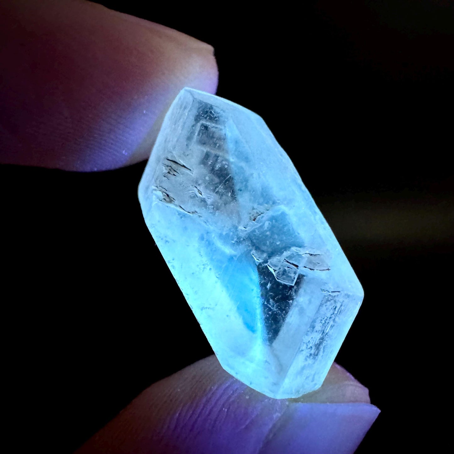 Hourglass Selenite | Phosphorescent UV Reactive Gypsum Crystal from Canada