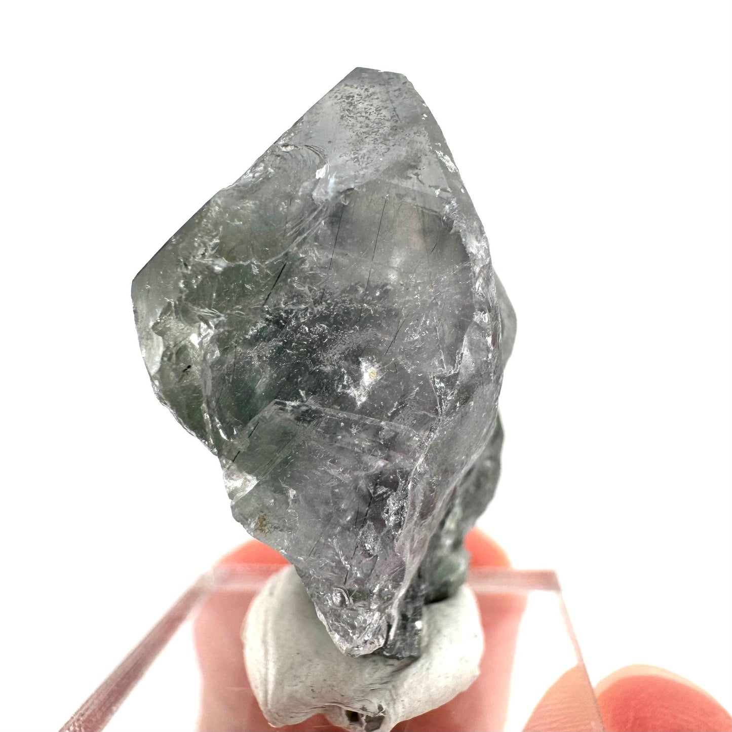 Fluorapatite with Actinolite Inclusions | natural purple crystal, mineral specimen from Pakistan