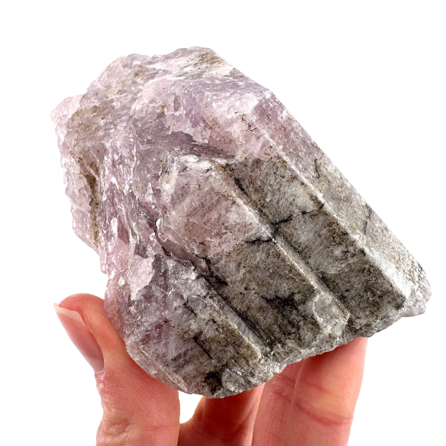 Lavender Kunzite | raw pink spodumene crystal, mineral specimen from Pakistan