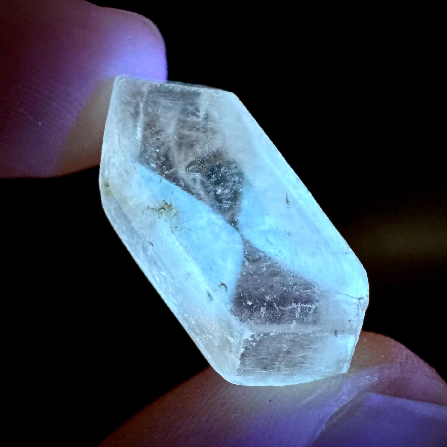 Hourglass Selenite | Phosphorescent UV Reactive Gypsum Crystal from Canada