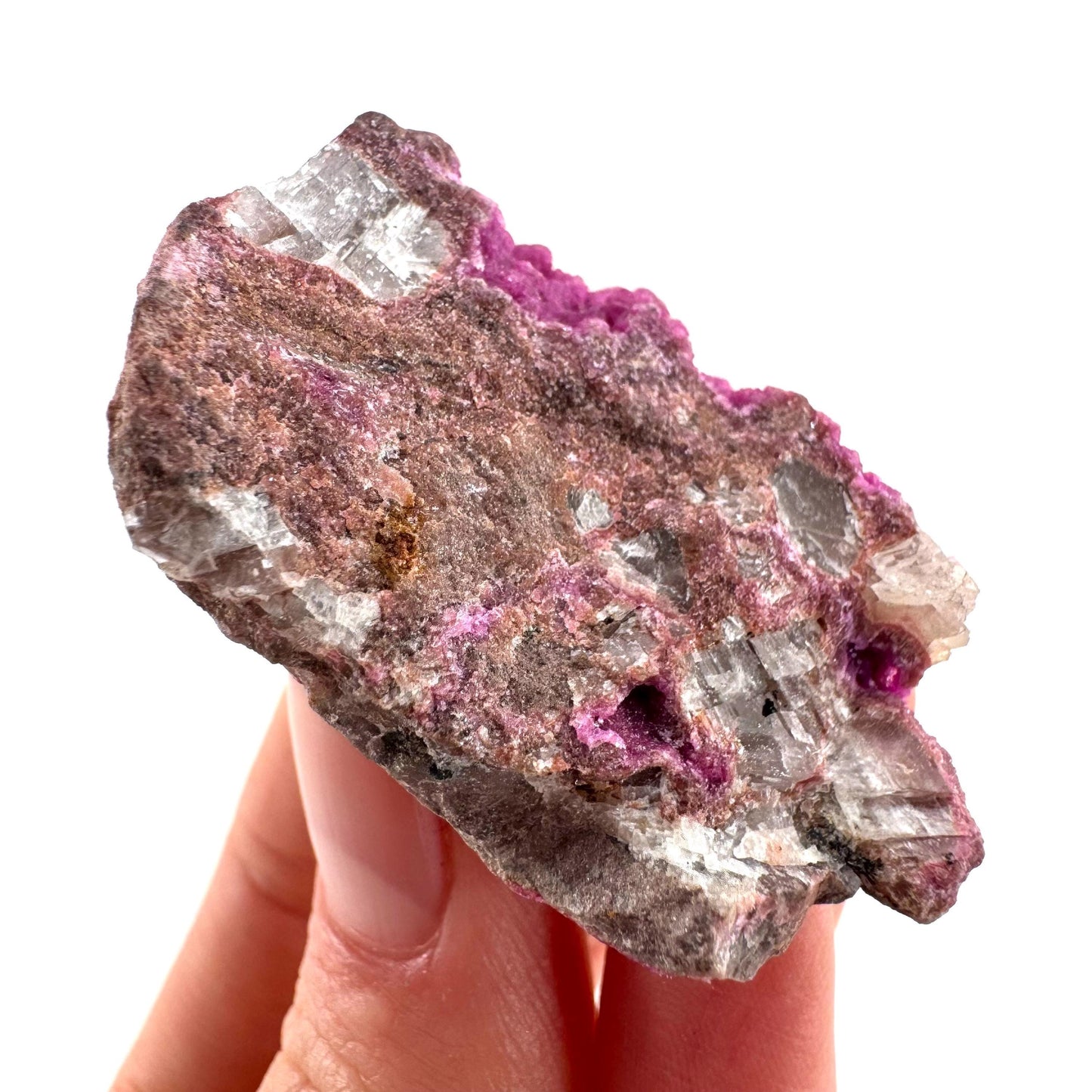 Cobaltoan Calcite | natural pink crystal cluster, mineral specimen