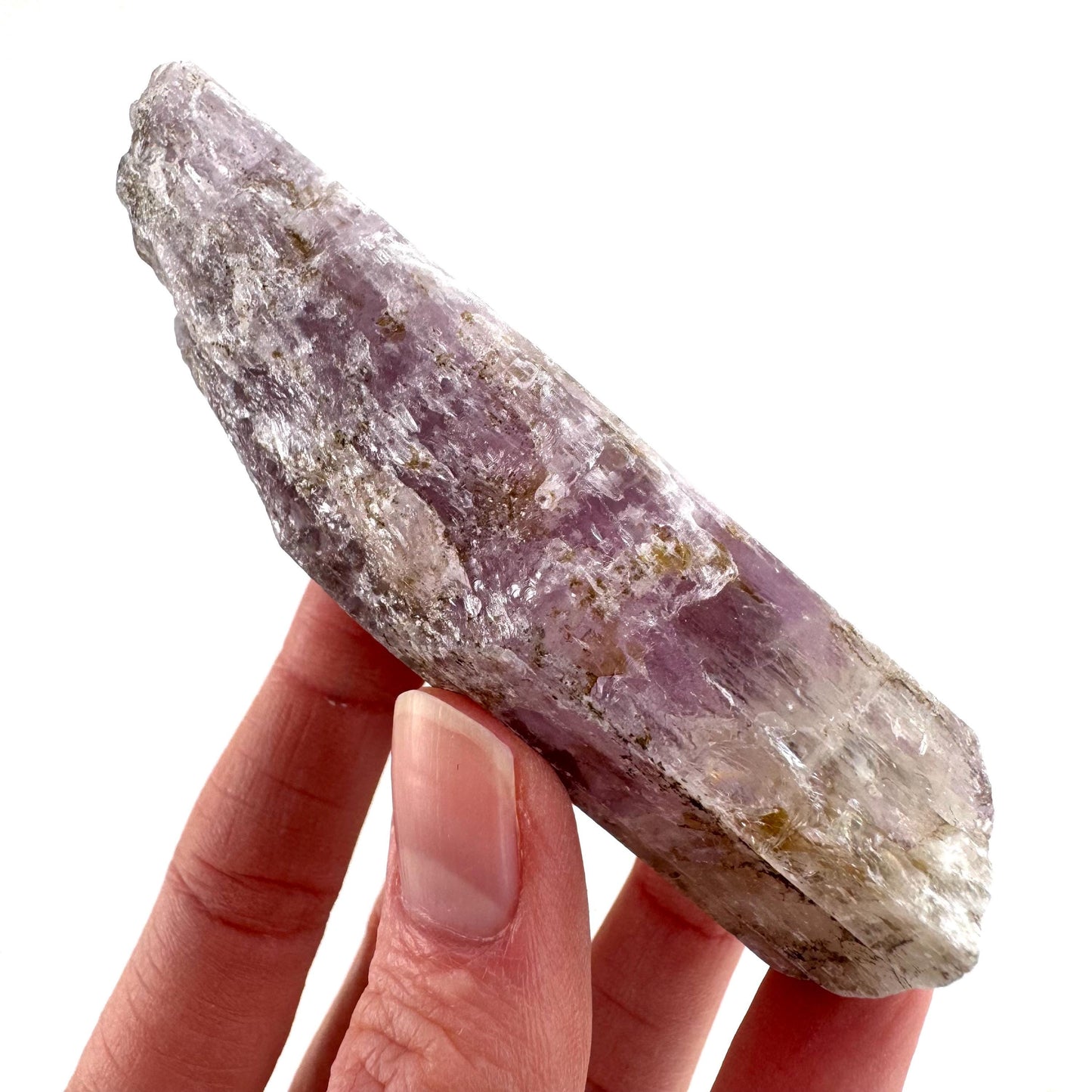 Lavender Kunzite | raw pink spodumene crystal, mineral specimen from Pakistan