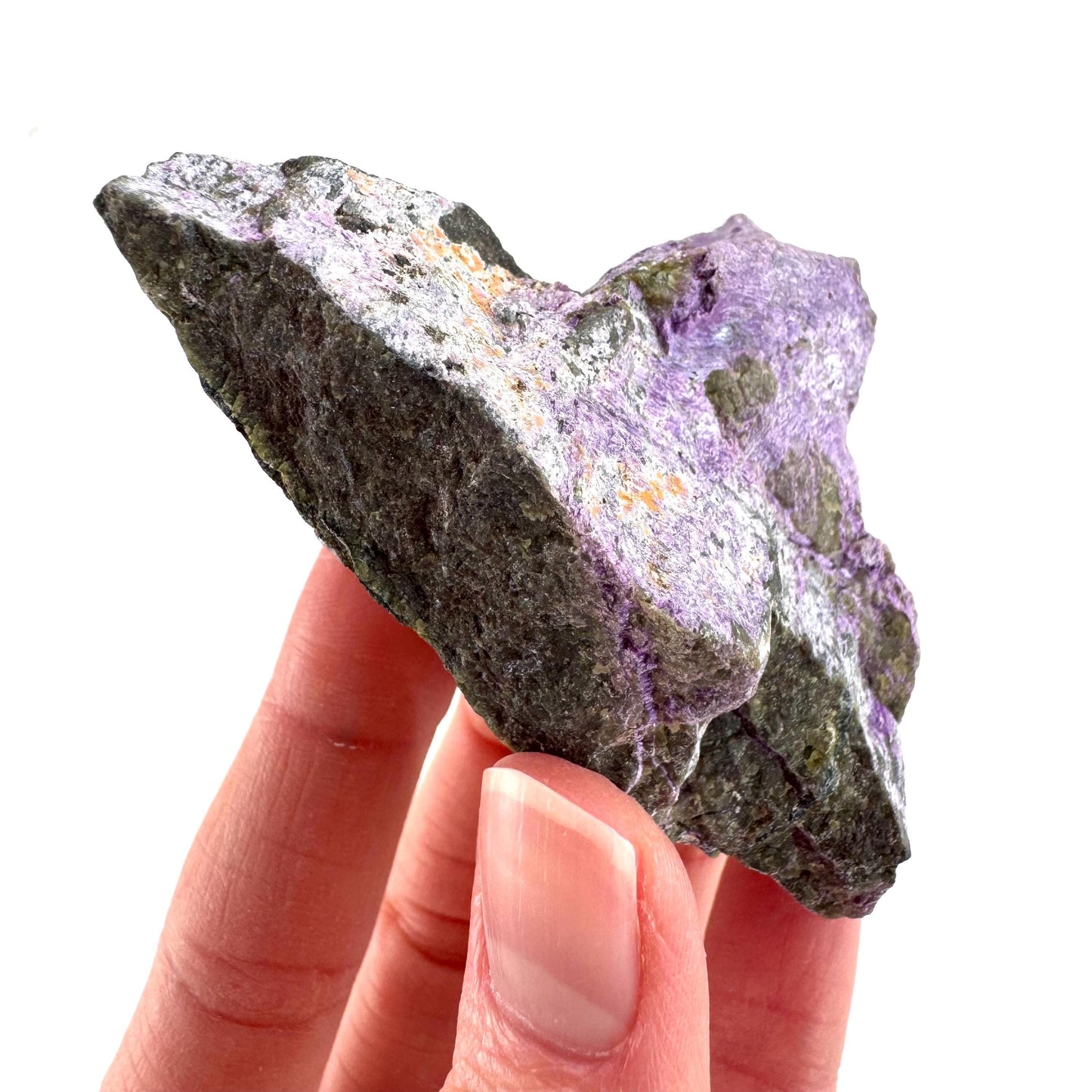 Stichtite | raw purple stichtite with serpentine, mineral specimen from South Africa