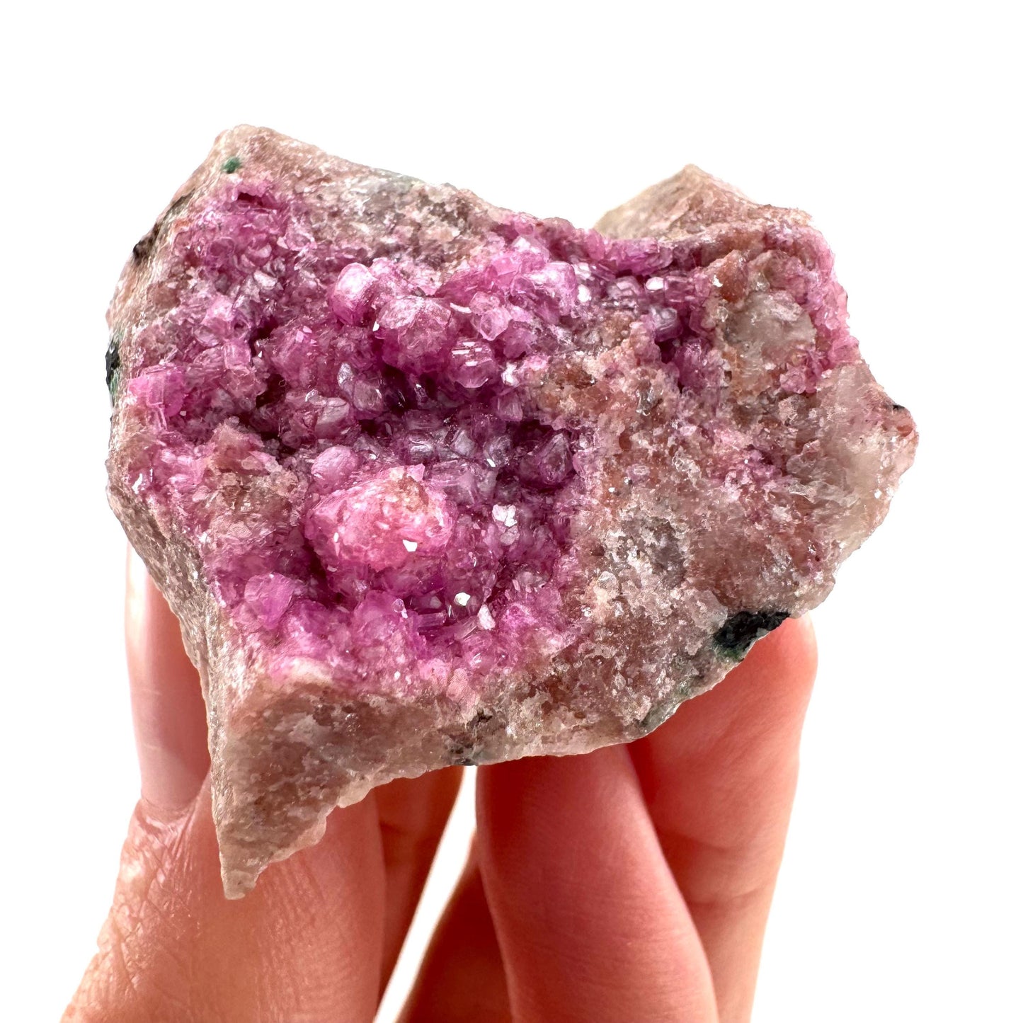 Cobaltoan Calcite w/ Heterogenite | natural pink crystal cluster, mineral specimen