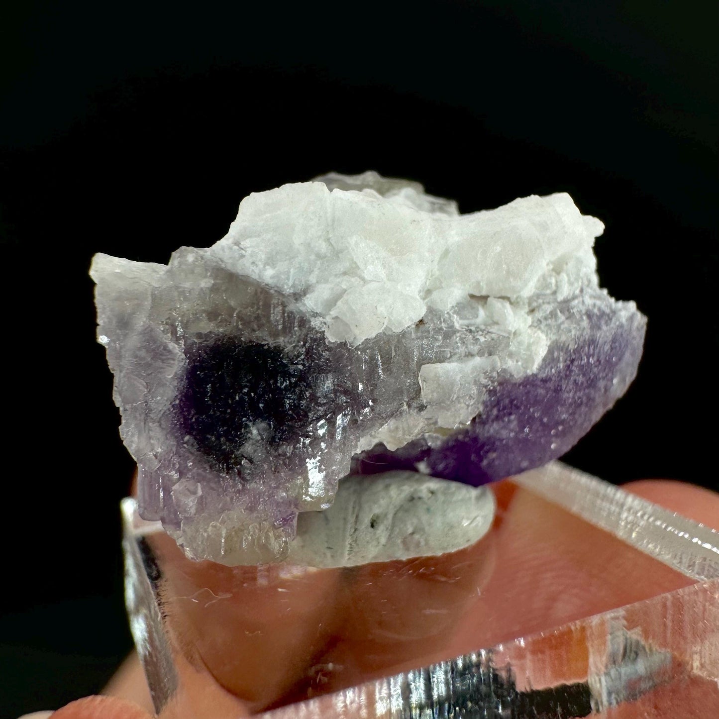 Purple Fluorapatite on Albite | natural crystal, rare mineral specimen from Afghanistan