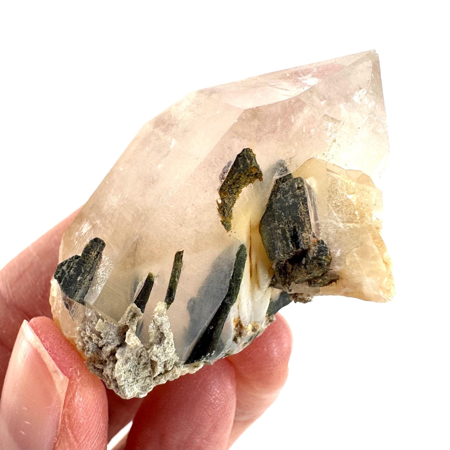 Yellow Bone Quartz with Epidote | mango quartz crystal, mineral specimen from Pakistan
