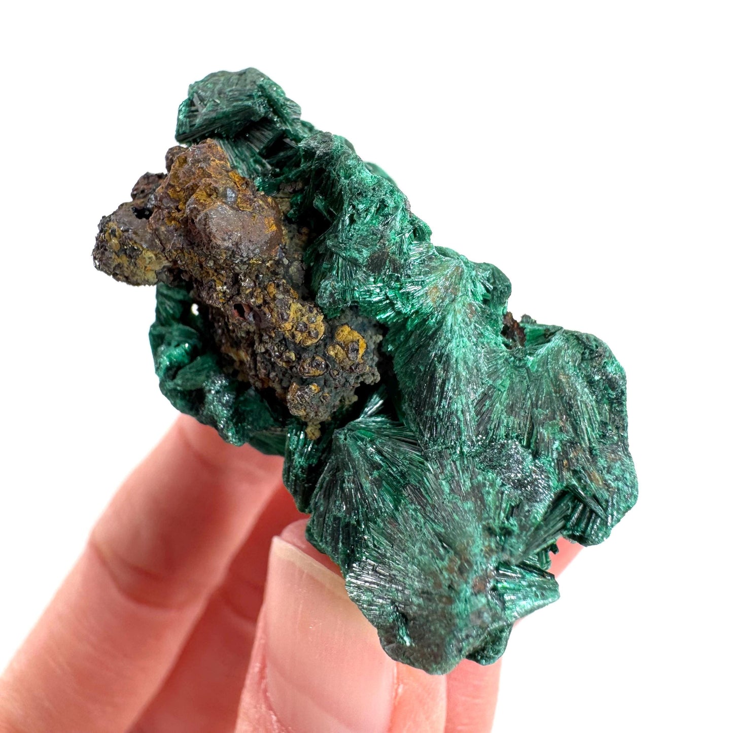 Fibrous Malachite | green velvet crystal, mineral specimen