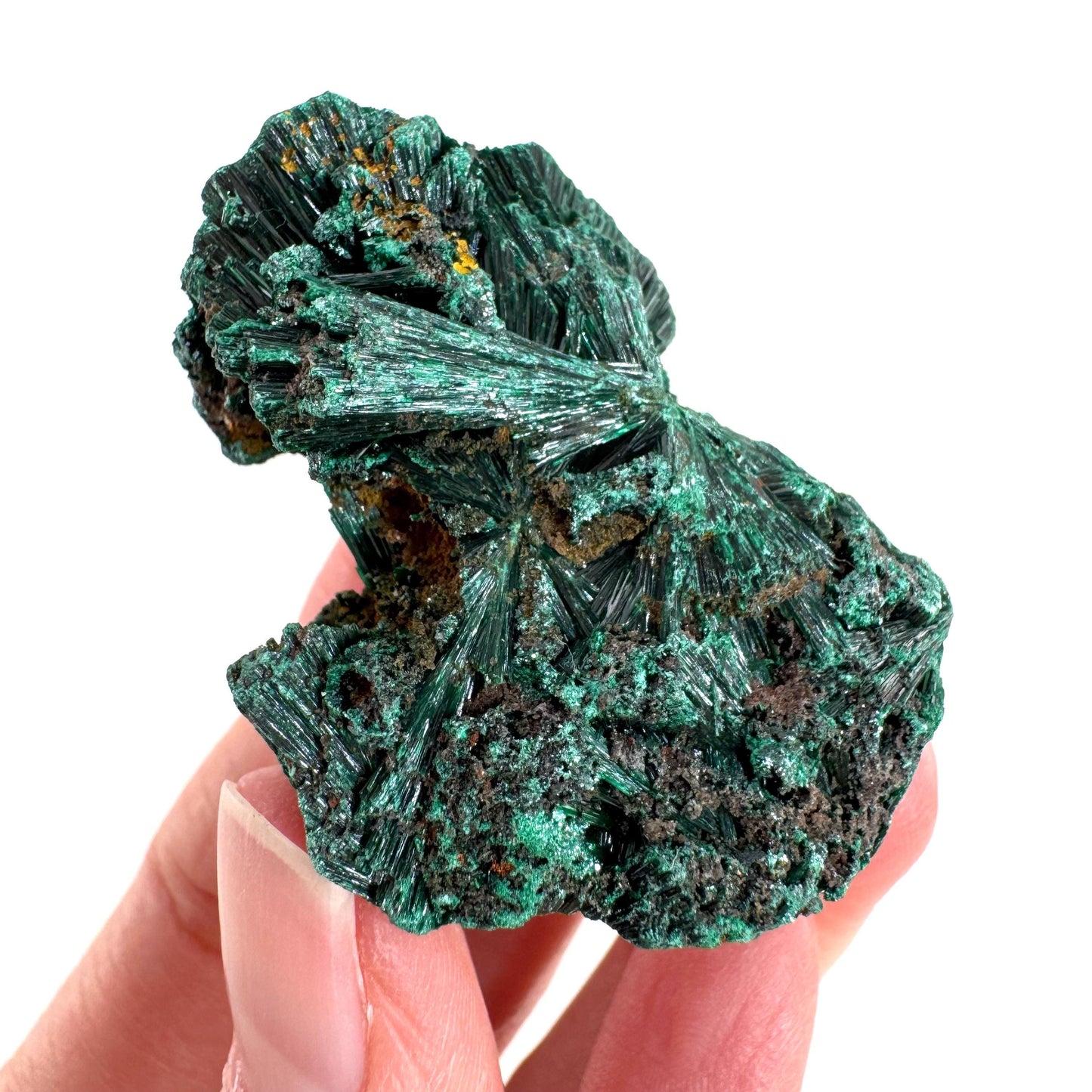 Fibrous Malachite | green velvet crystal, mineral specimen
