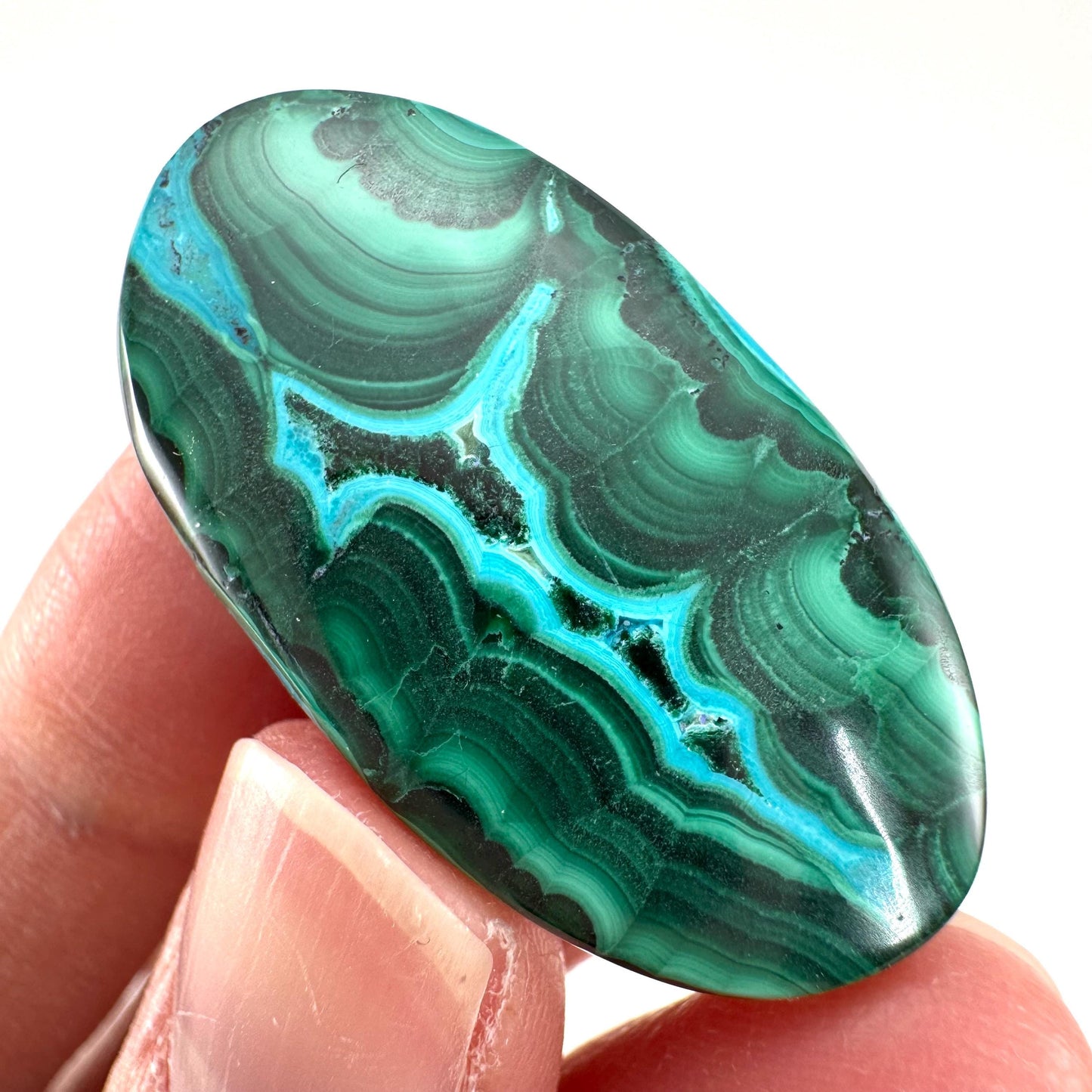 Malachite Chrysocolla Cabochon | Green and Blue Malacolla Gemstone