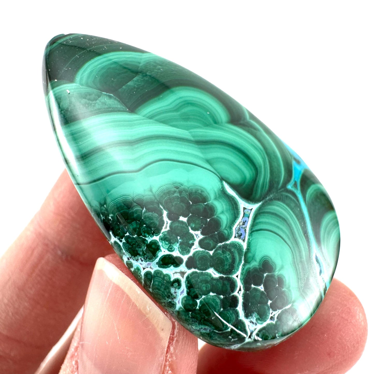 Malachite Chrysocolla Cabochon | Green and Blue Malacolla Gemstone