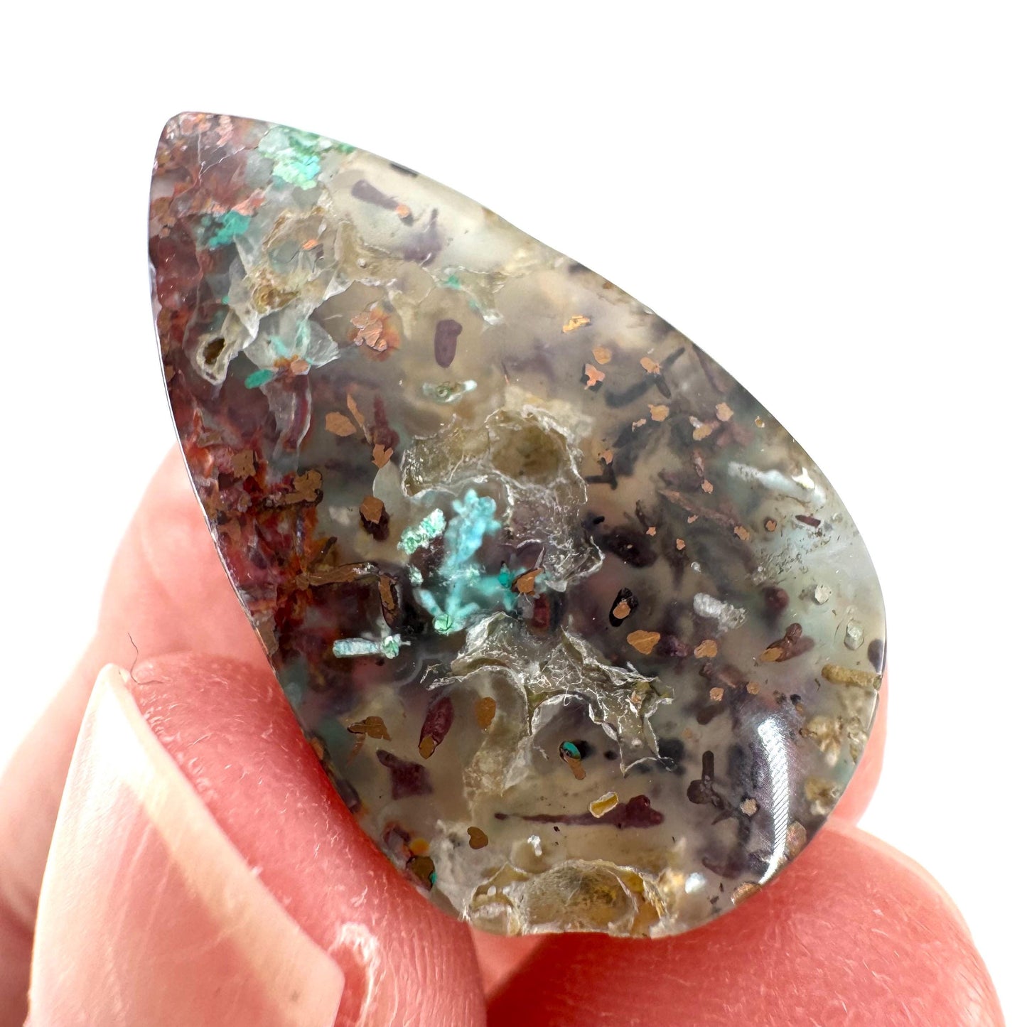 Confetti Agate Cabochon | Chrysocolla and Copper Gemstone