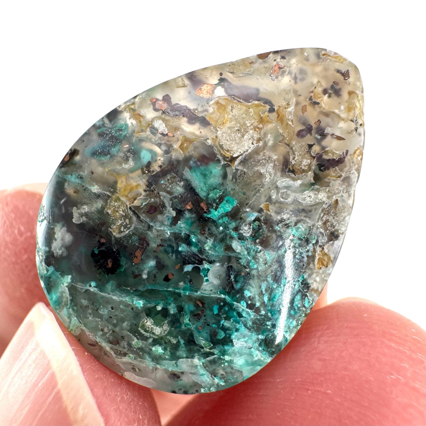 Confetti Agate Cabochon | Chrysocolla and Copper Gemstone