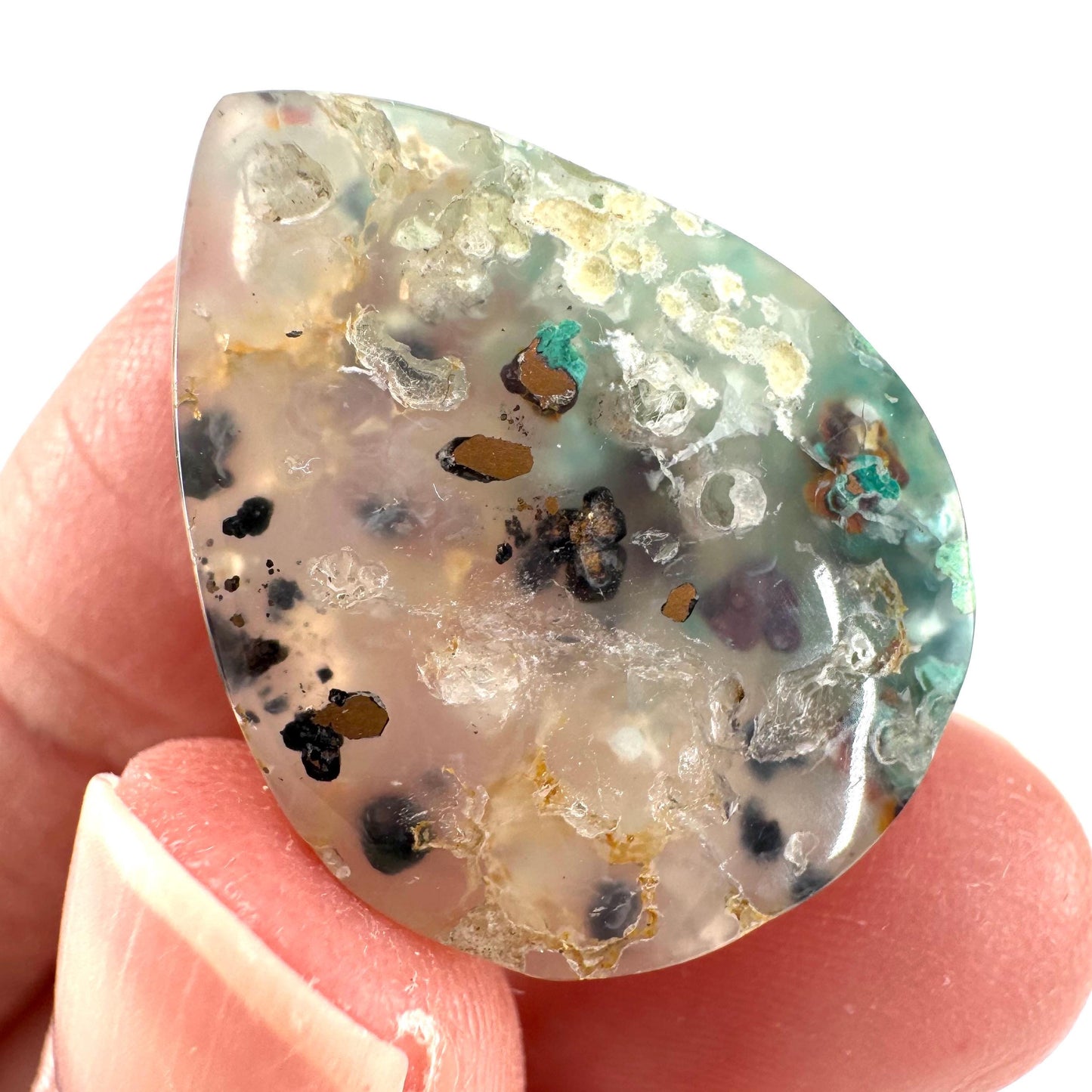 Confetti Agate Cabochon | Chrysocolla and Copper Gemstone
